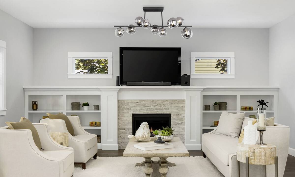 GLOBO Deckenleuchte RIHA 56133-9D schwarz Metall Rauchglas B/H/T: ca. 87x37x28 cm 9 Brennstellen