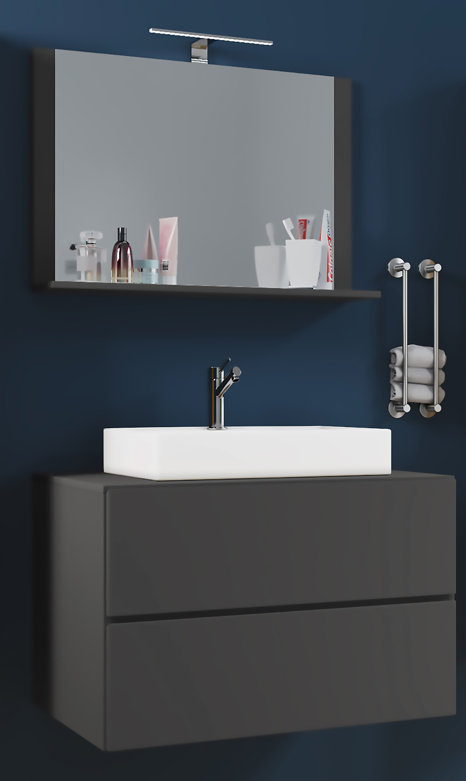 Waschplatz 3tlg-Lendas weiß anthrazit B/H/T: ca. 80x52x52 cm