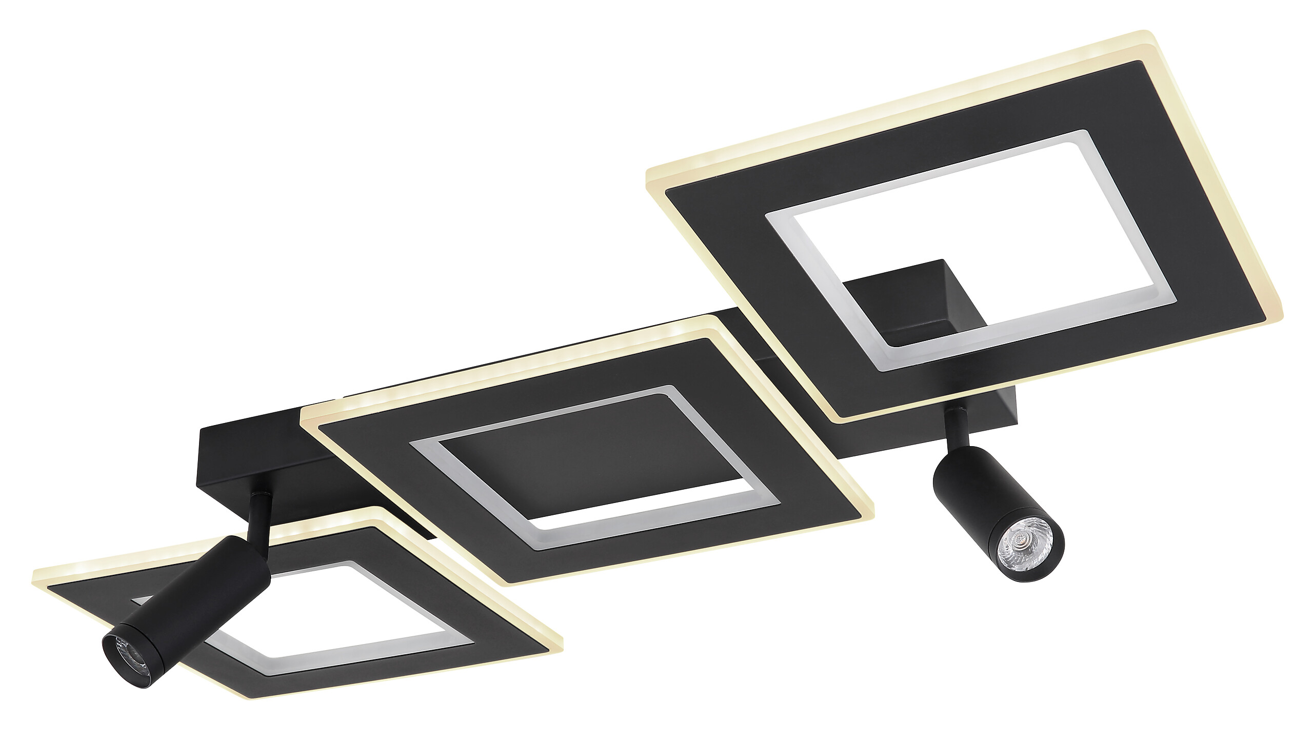 GLOBO Deckenleuchte schwarz Opal Metall Acryl B/H/L: ca. 56x11,5x82 cm 2 Brennstellen