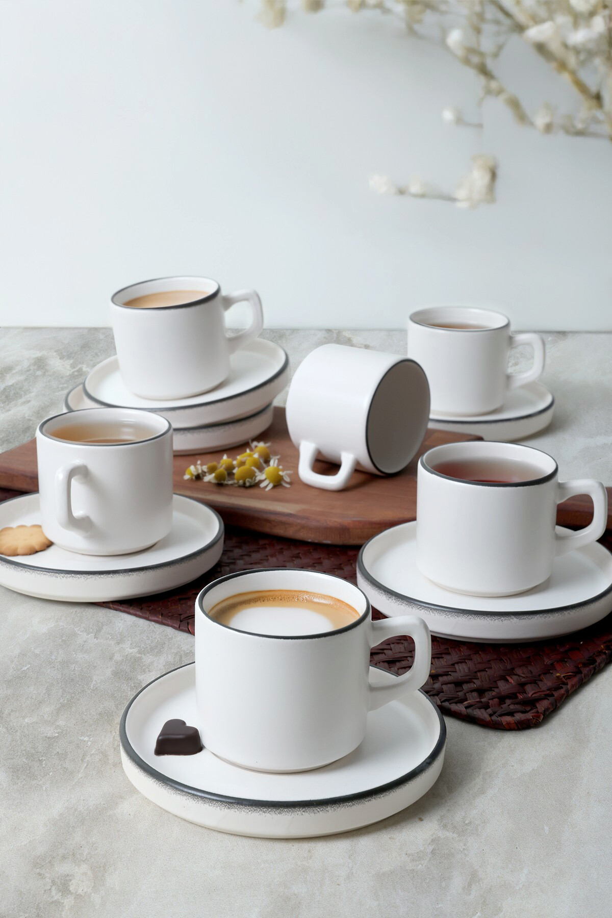 HermiaConcept Teetasse 12-tlg. weiß Steingut