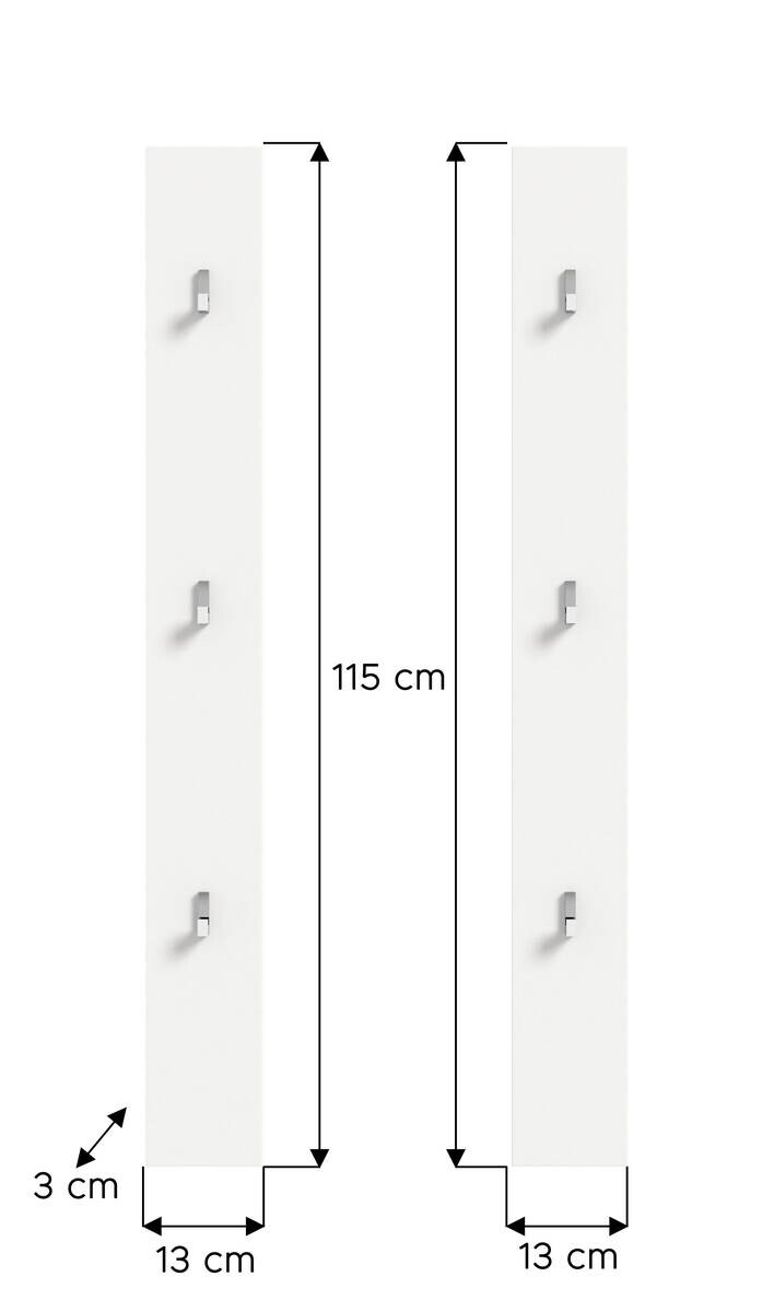 Garderobenpaneel PROJEKT X weiß weiß Hochglanz B/H/T: ca. 13x115x3 cm