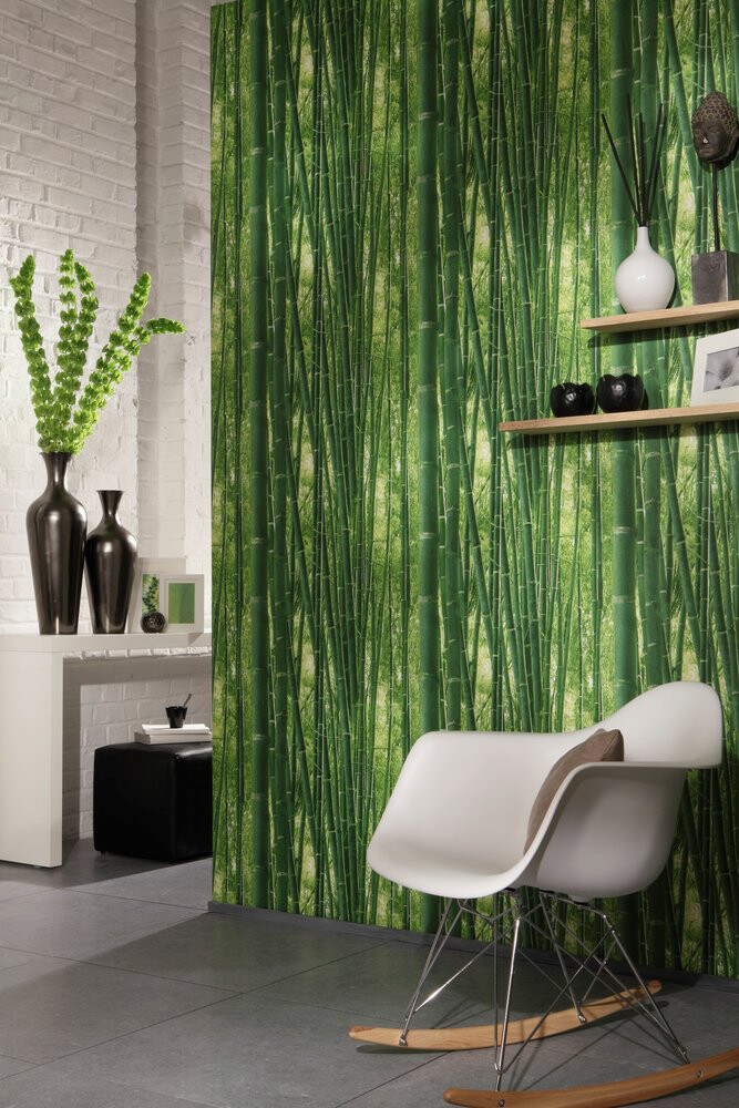 Papiertapete Bambus grün B/L: ca. 53x1005 cm