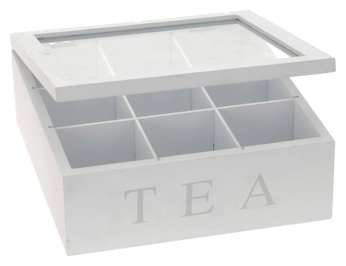 Teebox weiß MDF B/H/L: ca. 23x9x23 cm Teebox weiß MDF B/H/L: ca. 23x9x23 cm