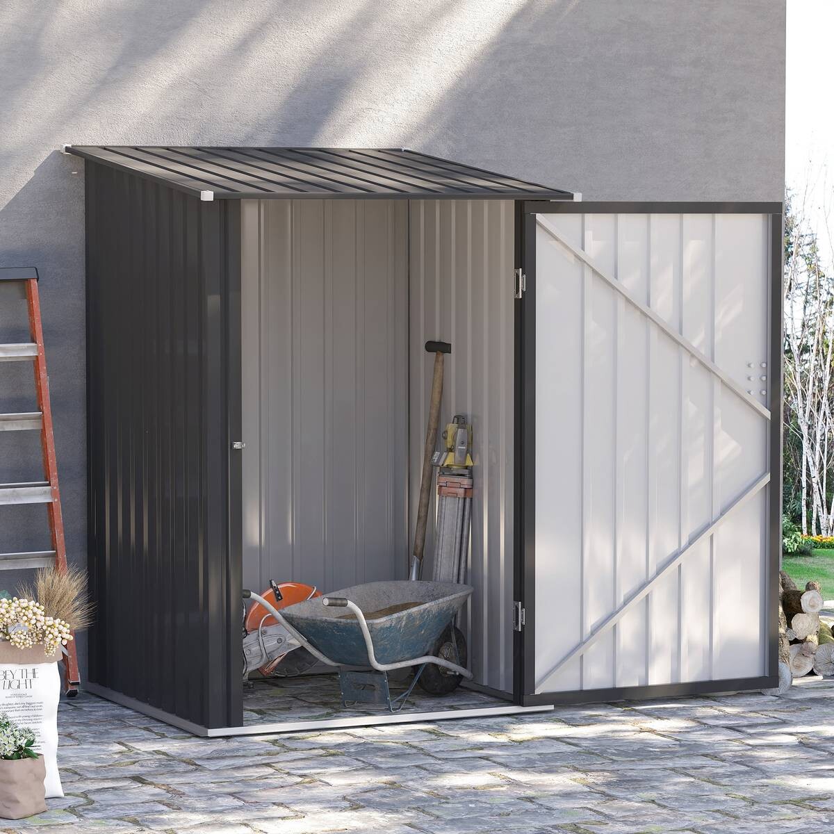 Outsunny Gerätehaus mit Pultdach dunkelgrau B/H/L: ca. 103x160x100 cm