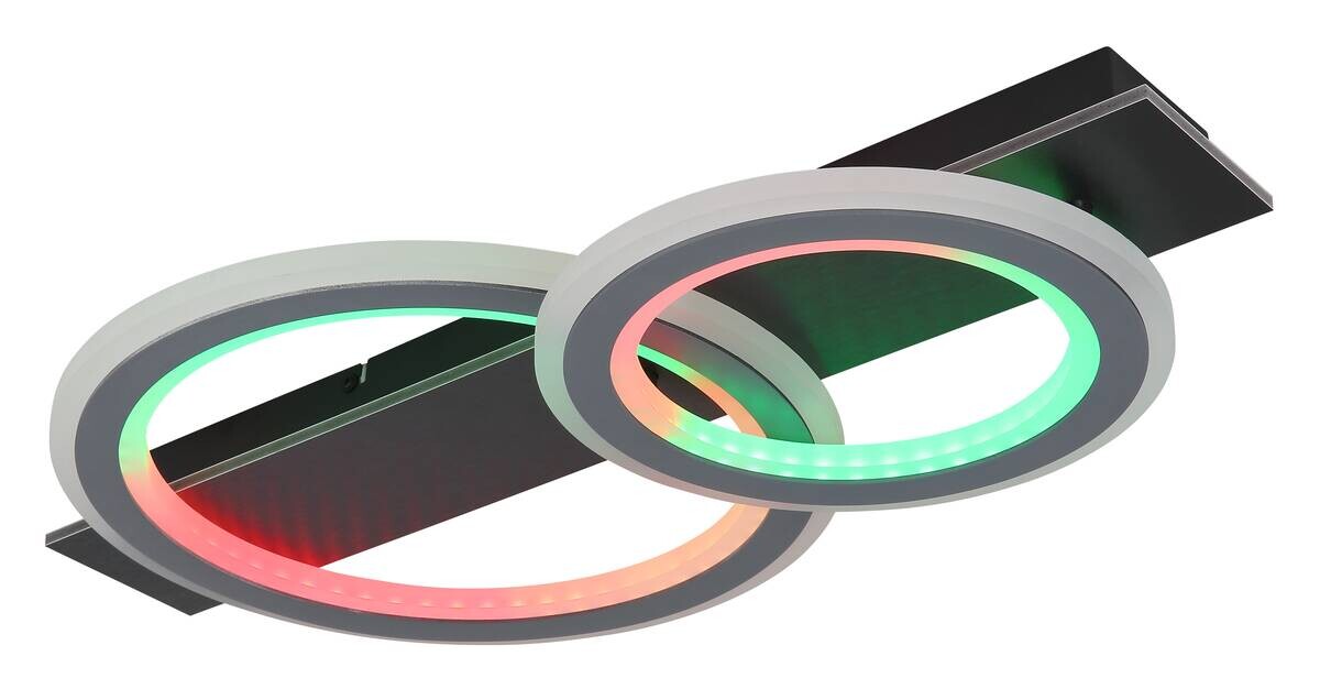 GLOBO LED-Deckenleuchte grau mattschwarz Opal Kunststoff Acryl Metall B/H/L: ca. 37x8x63 cm 1 Brennstellen