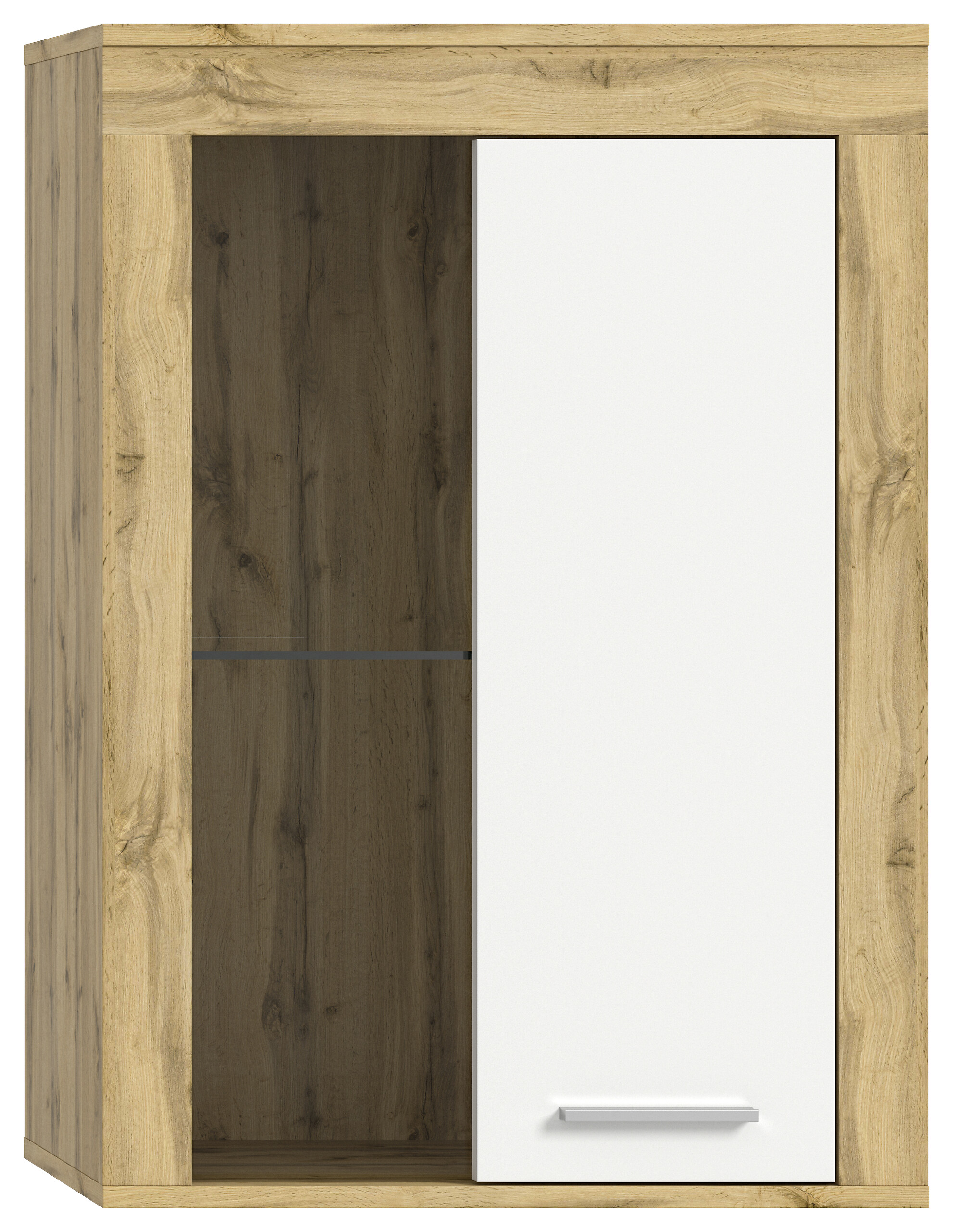 Vitrine Jam Eiche Wotan Nachbildung weiß B/H/T: ca. 60x86x35 cm