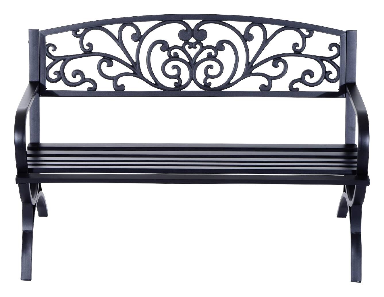 Outsunny Sitzbank schwarz Metall B/H/L: ca. 60x85x127 cm