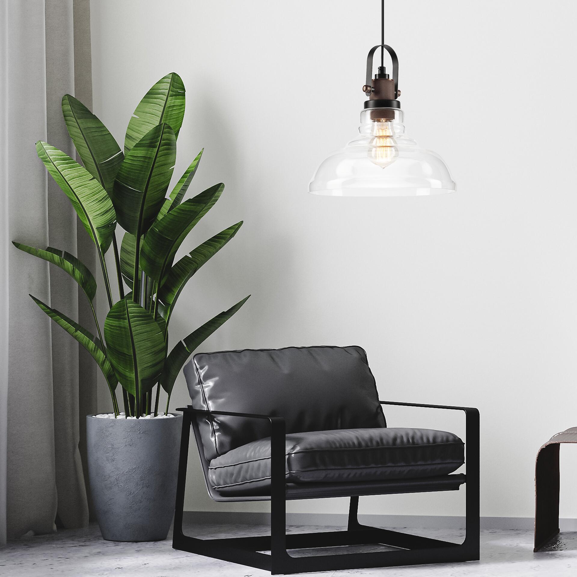 Lamkur Pendelleuchte MATTEO 41537 Kupfer Stahl Glas H/L: ca. 112x28 cm E27 1 Brennstellen