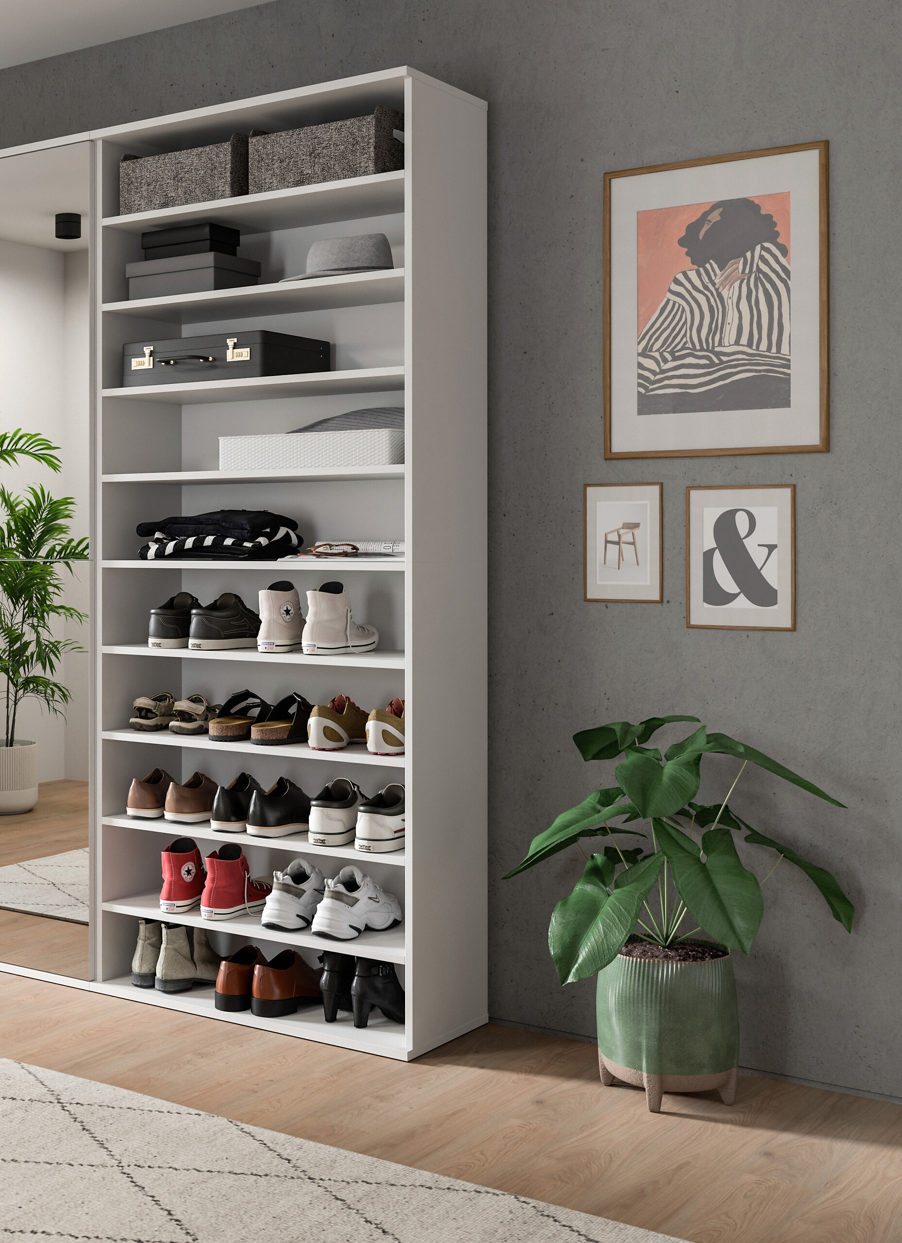 Schuhregal PROJEKT X weiß weiß Hochglanz B/H/T: ca. 80x191x34 cm