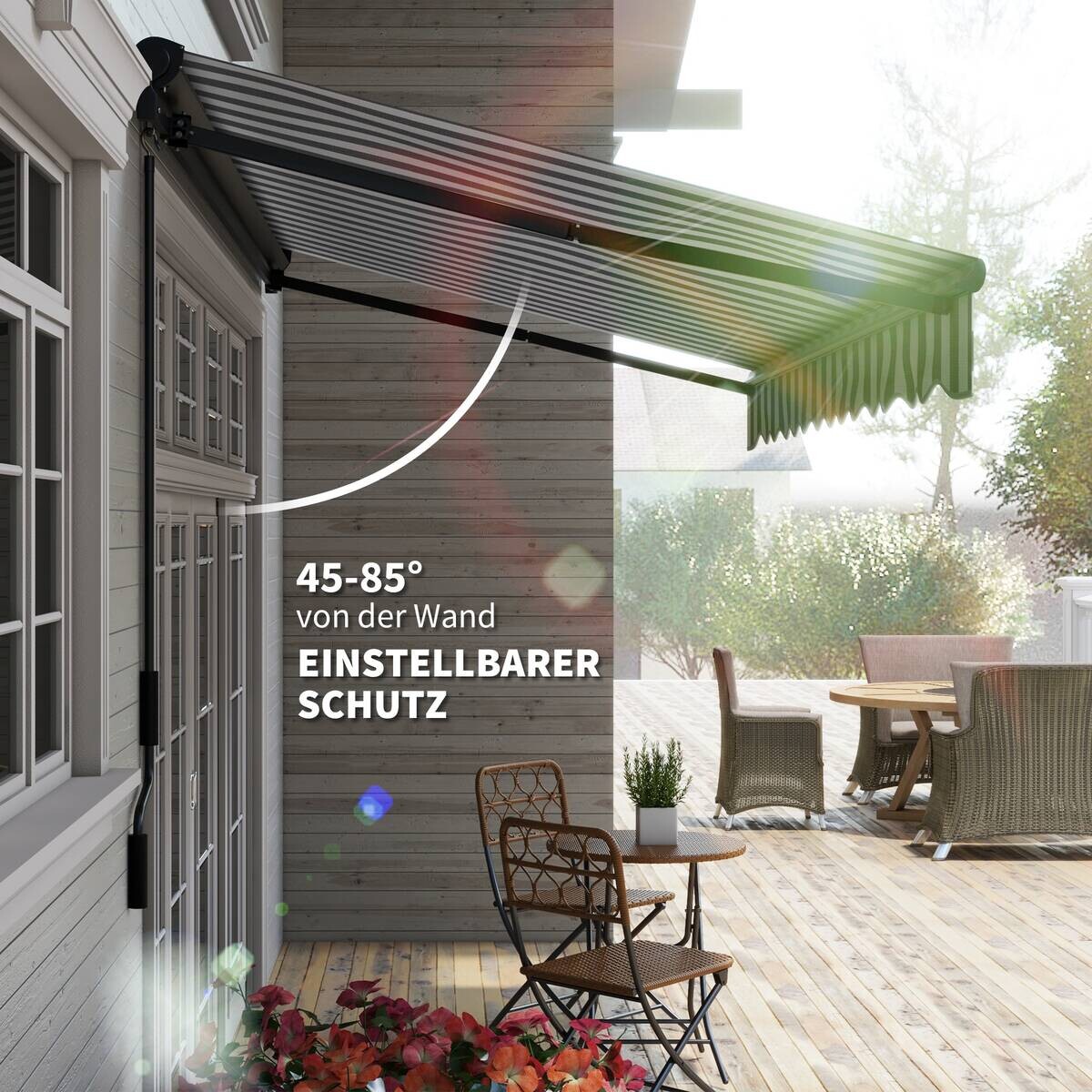 Outsunny Gelenkarmmarkise weiß B/H/L: ca. 250x150x350 cm