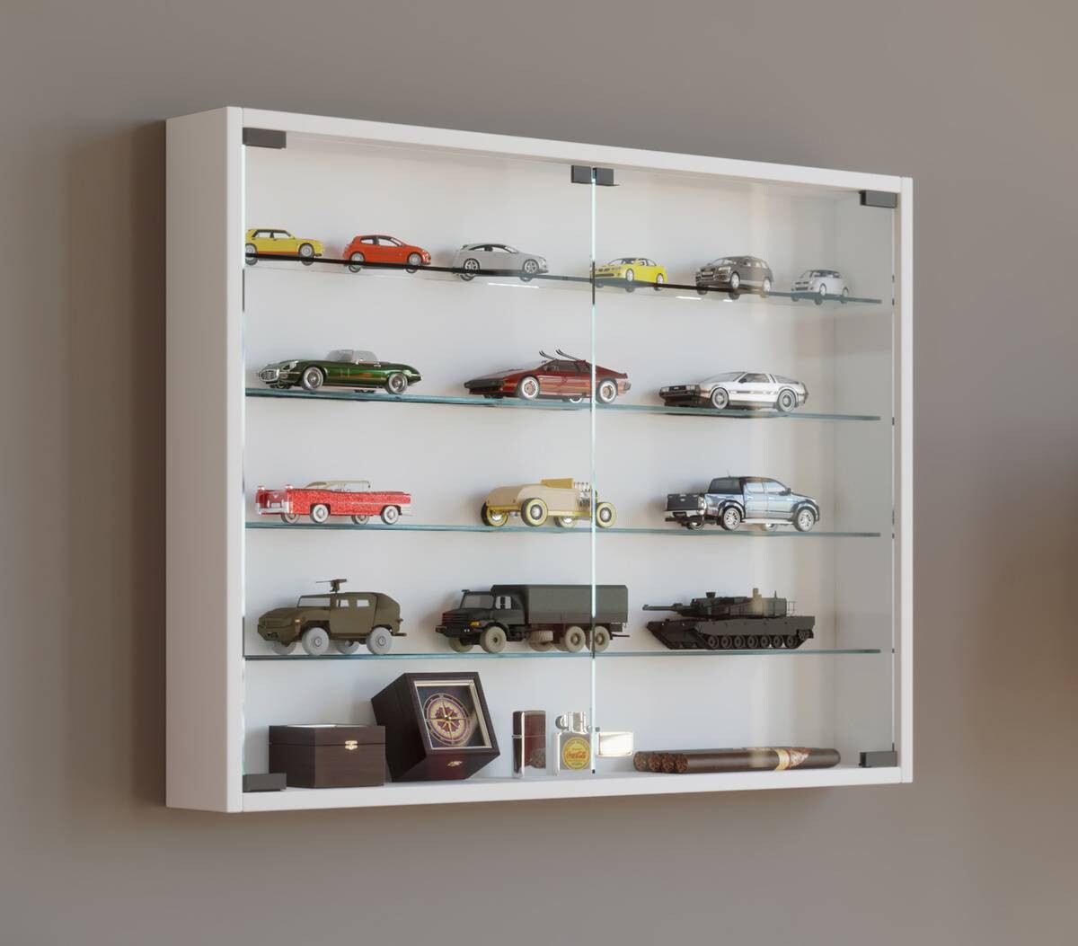 Vitrine Mandosa L weiß Holzwerkstoff Glas B/H/T: ca. 80x60x10 cm