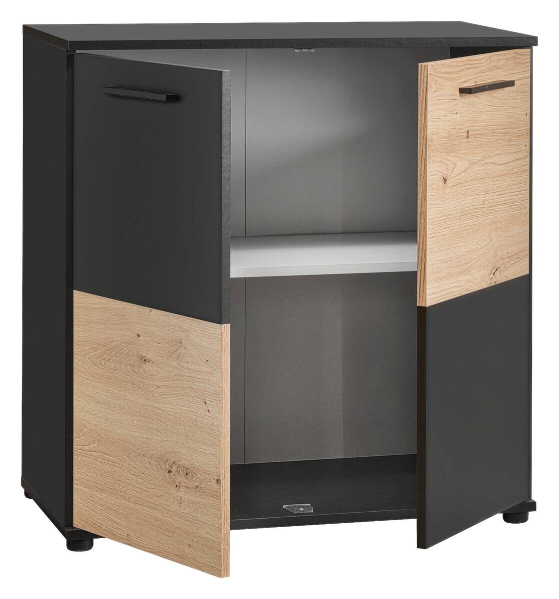 Kommode Zero Eiche Artisan Oak Nachbildung anthrazit B/H/T: ca. 72x72x34 cm