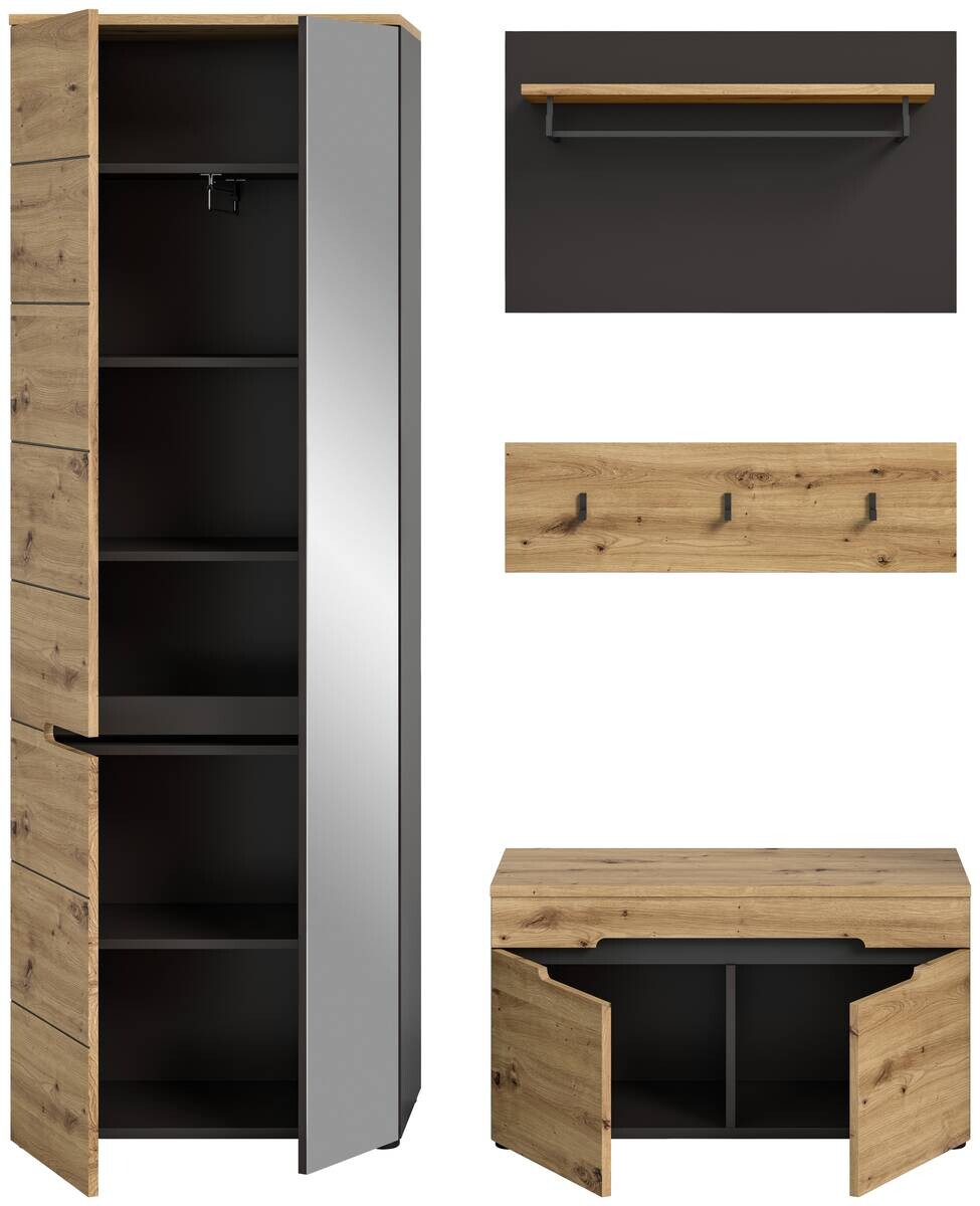 Garderobe CANU edles Basaltgrau Nachbildung Eiche Artisan Nachbildung B/H/T: ca. 160x190x37 cm