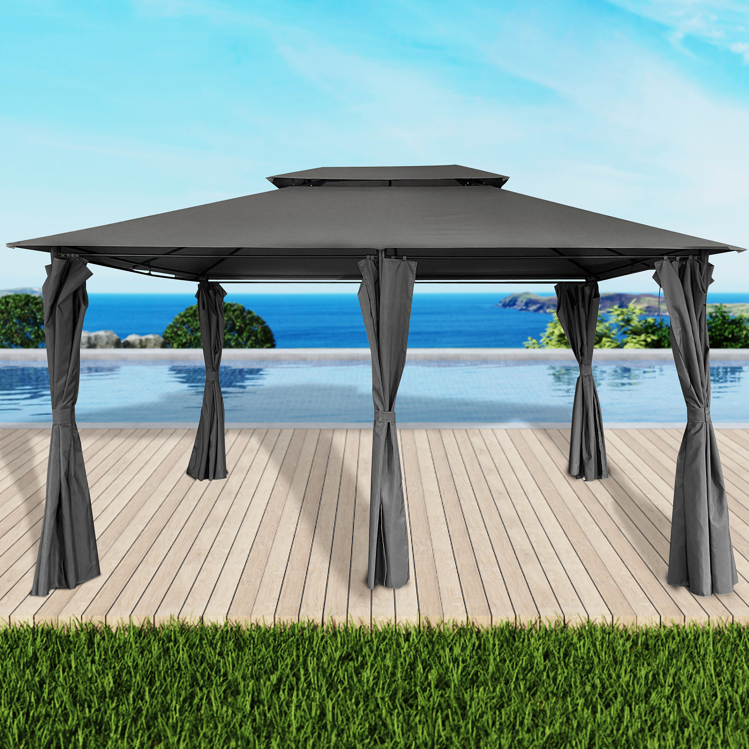 POCOline Pavillon schwarz Stahl B/H/L: ca. 400x270x300 cm