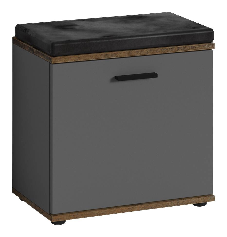 Sitzbank JAKOB schwarz anthrazit Eiche Old Wood Nachbildung B/H/T: ca. 48,5x49x30 cm