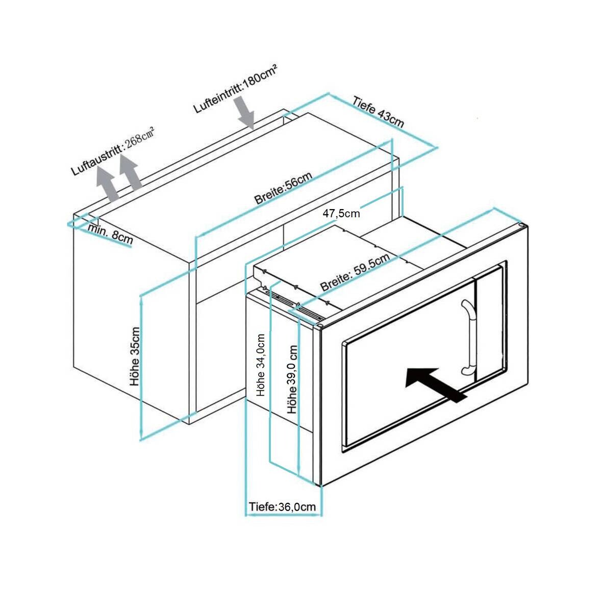 Respekta Küchenblock Premium grau hochglänzend B/H/T: ca. 345x220,5x172 cm