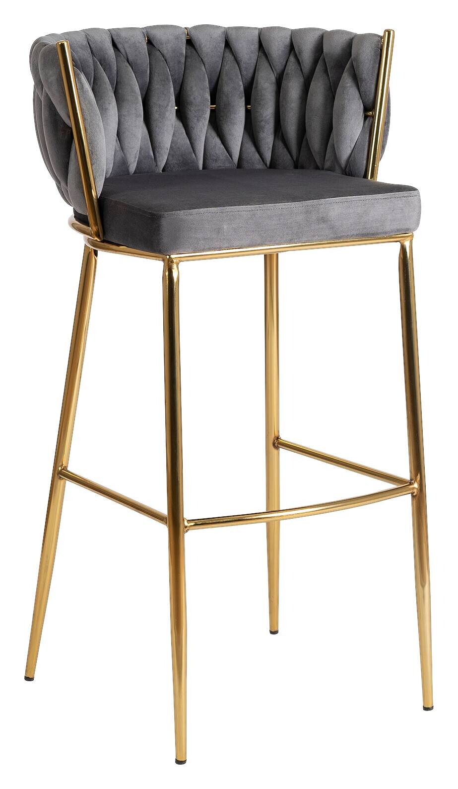 Barhocker FLORES grau Velourstoff B/H/T: ca. 60x104,5x56 cm