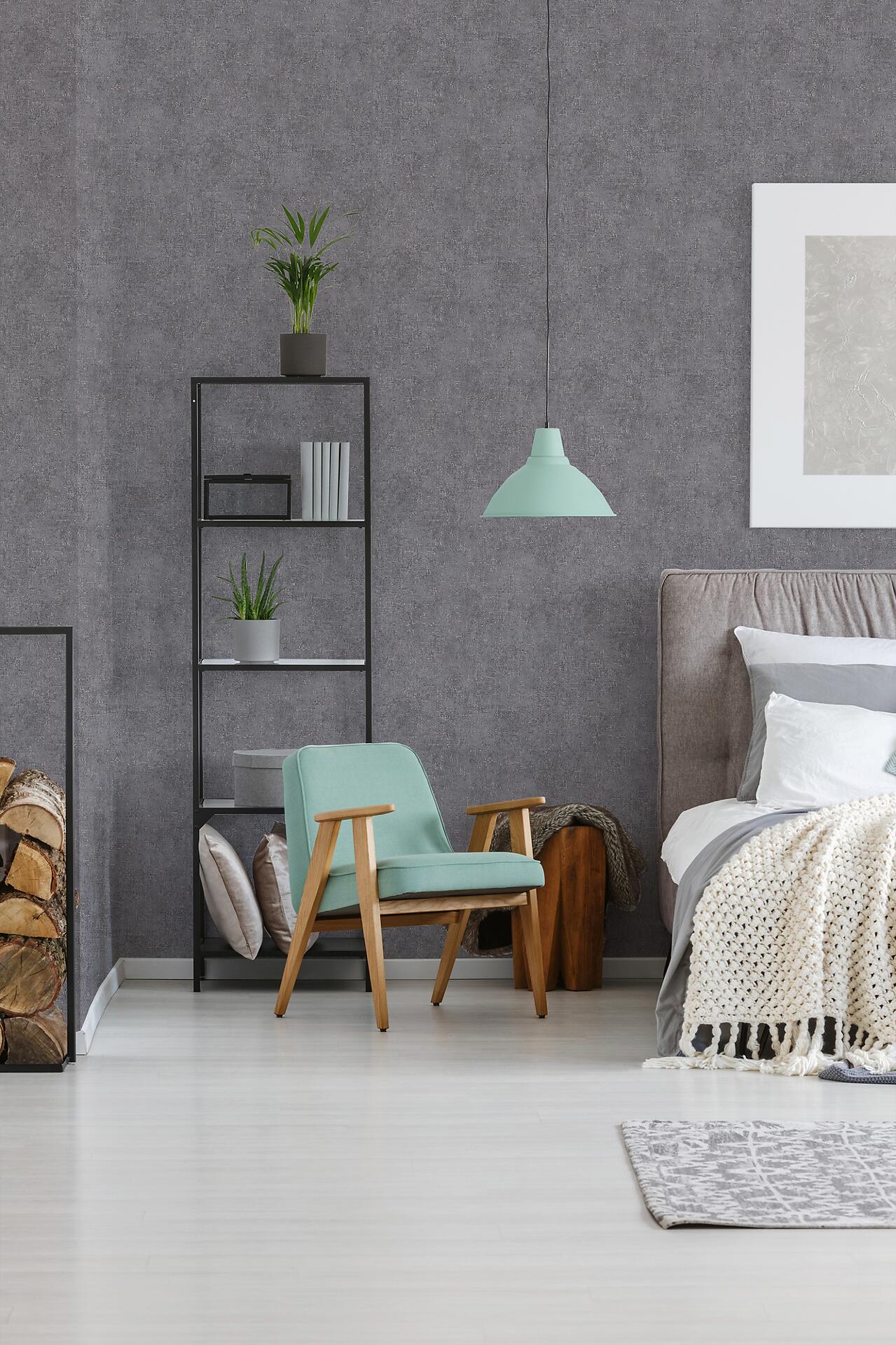 Vliestapete Uni grauschwarz B/L: ca. 53x1005 cm