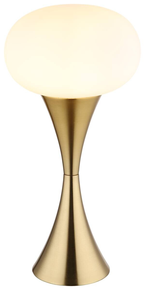 GLOBO Tischleuchte Opal messing Metall Glas H/D: ca. 36,9x18 cm E14 1 Brennstellen