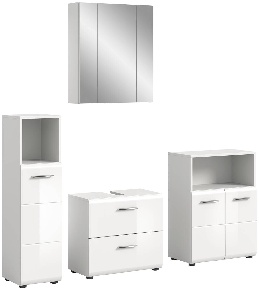 Badezimmer-Set ICE weiß weiß Hochglanz B/H/T: ca. 180x190x32 cm