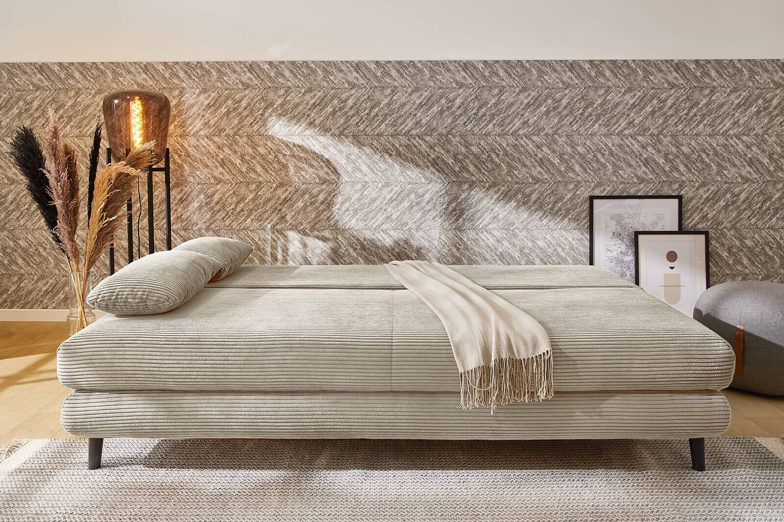 Schlafsofa Greige Microfaser B/H/T: ca. 202x74x99 cm Schlafsofa Greige Microfaser B/H/T: ca. 202x74x99 cm