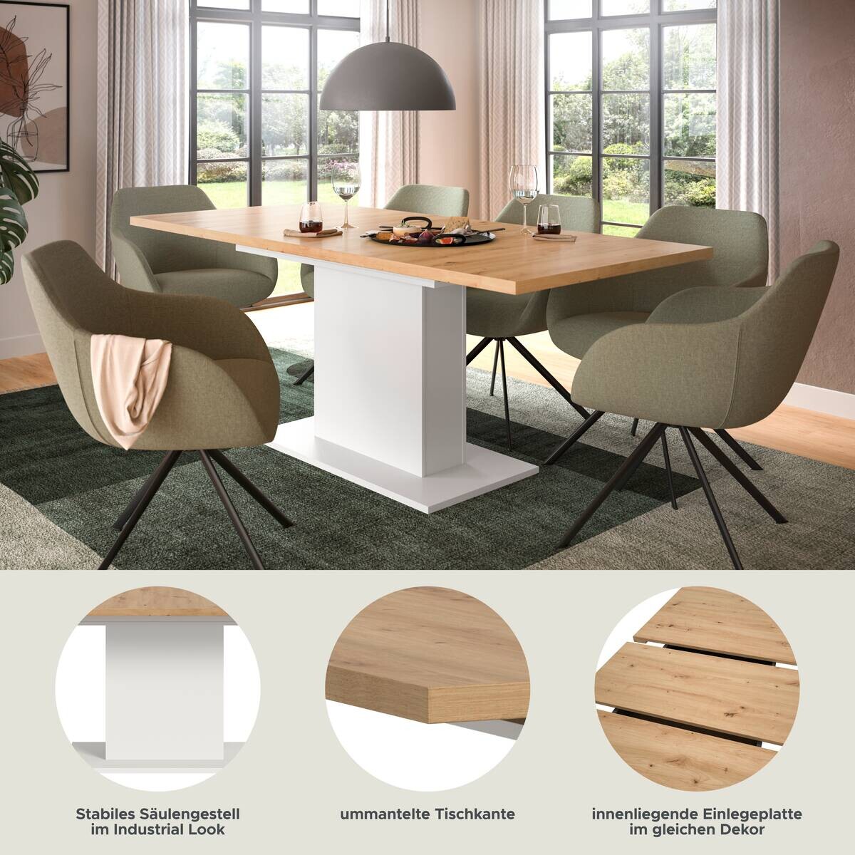 Esstisch MOTION weiß Artisan Nachbildung B/H/T: ca. 150x76x90 cm