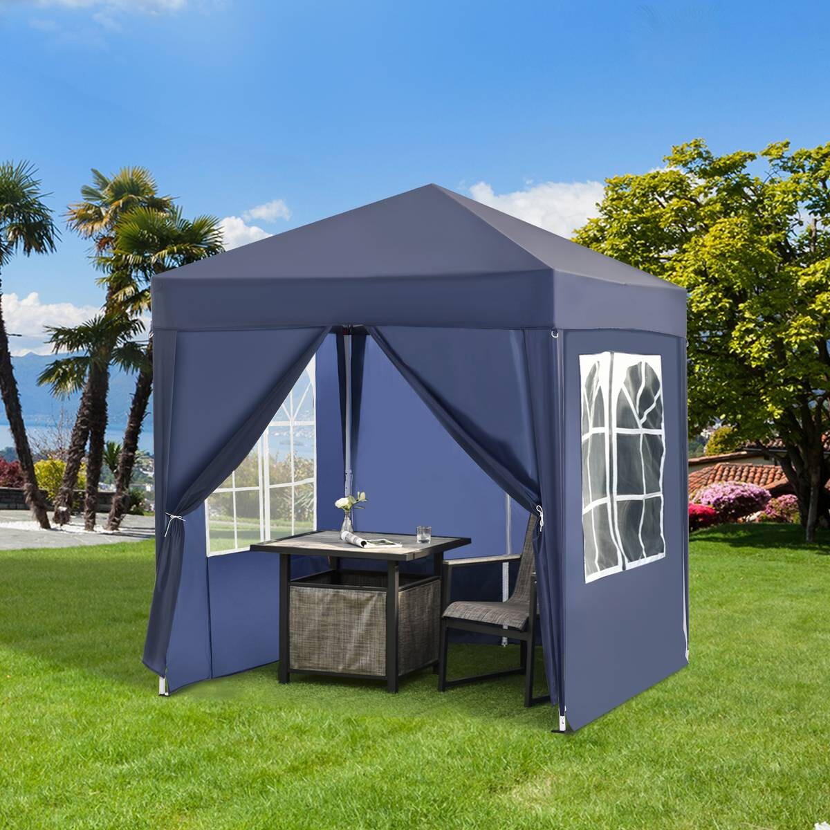 Outsunny Faltpavillon blau Stoff B/H/L: ca. 200x240x200 cm