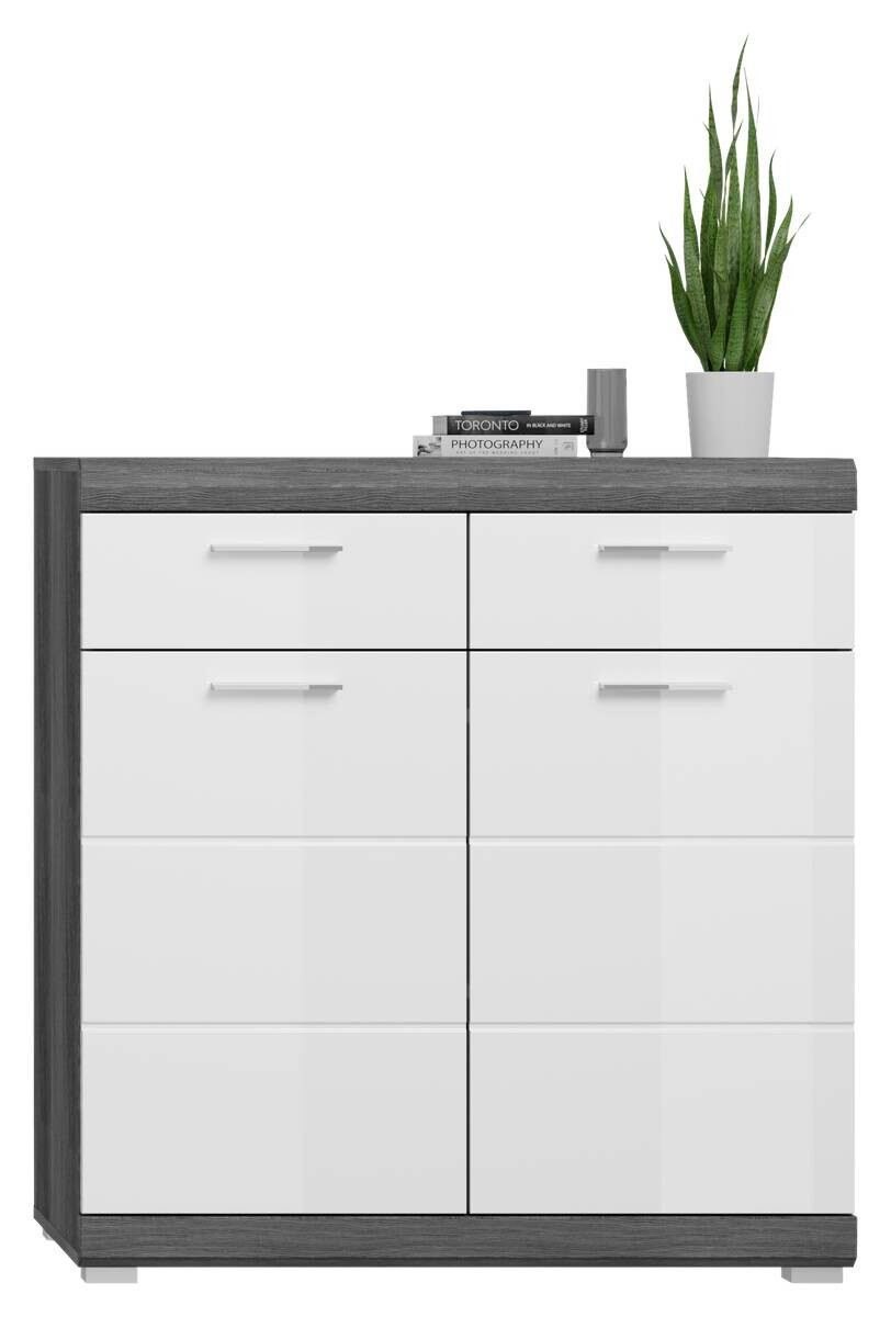 Schuhschrank SCOUT Rauchsilber Nachbildung weiß Hochglanz B/H/T: ca. 90x96x37 cm