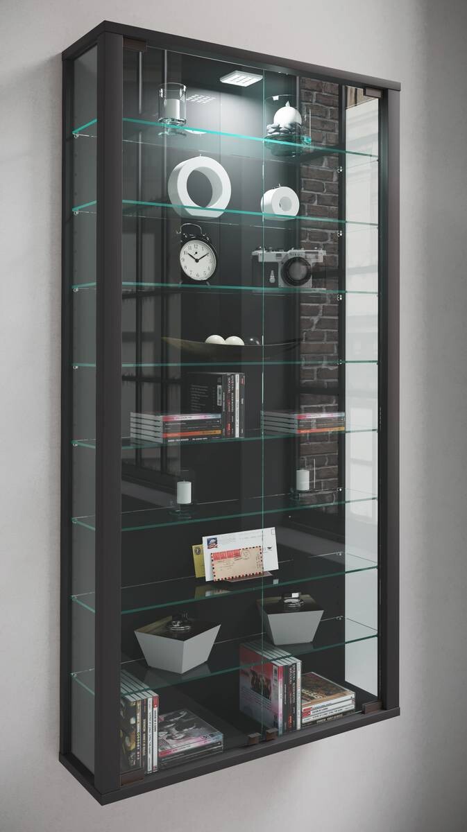 Vitrine Vitrosa Maxi schwarz Holzwerkstoff Glas B/H/T: ca. 59x113x18 cm