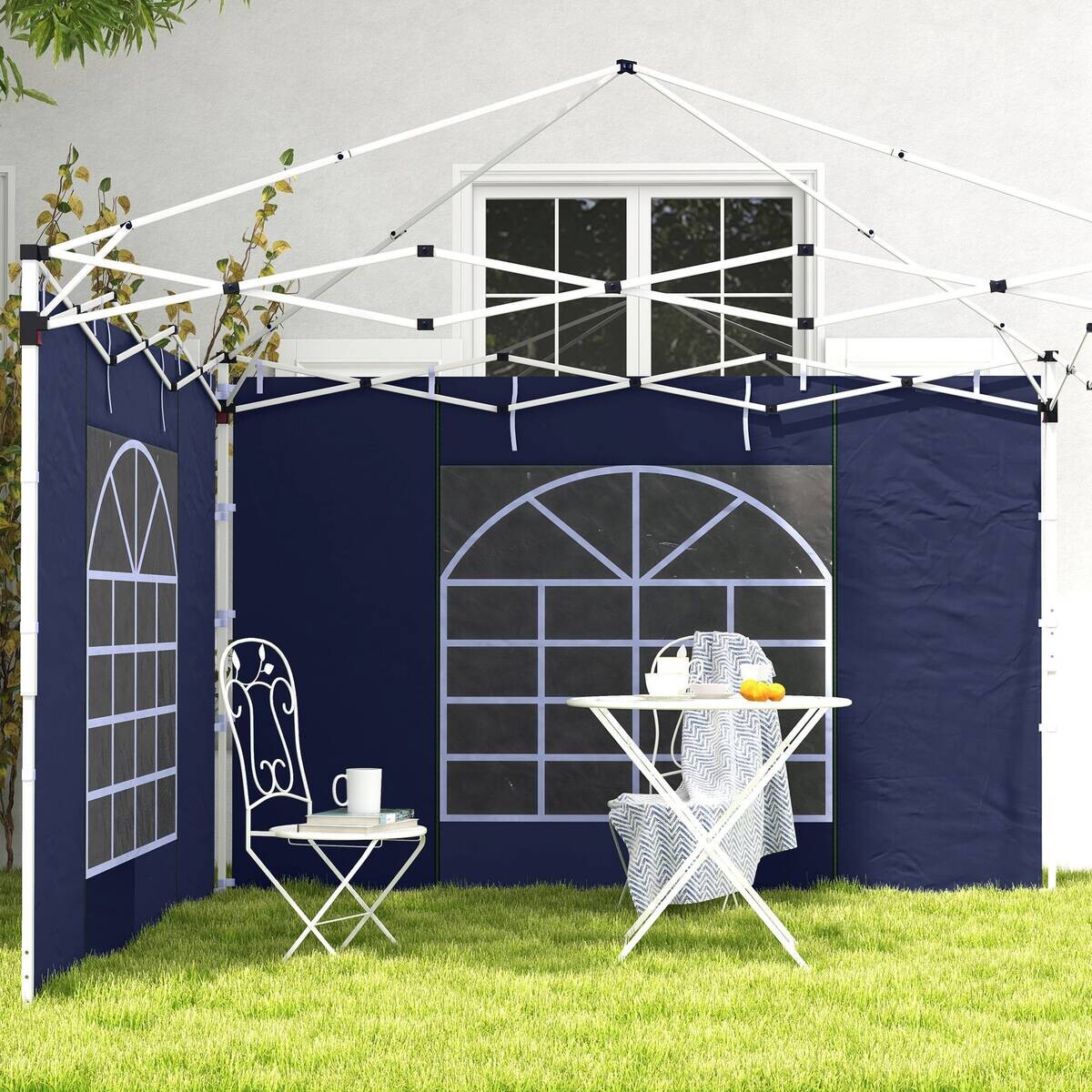 Outsunny Pavillon-Seitenwände blau Polyester H/L: ca. 195x295 cm