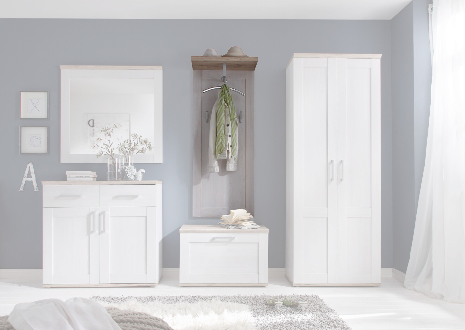 Garderobenpaneel Romance Sibiu Lärche Nachbildung Eiche San-Remo Nachbildung B/H/T: ca. 59x143x30 cm