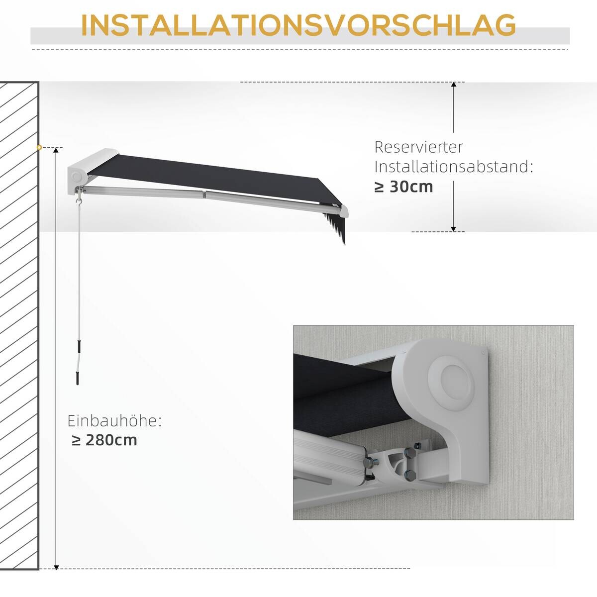 Outsunny Markise grau B/H/L: ca. 250x200x150 cm