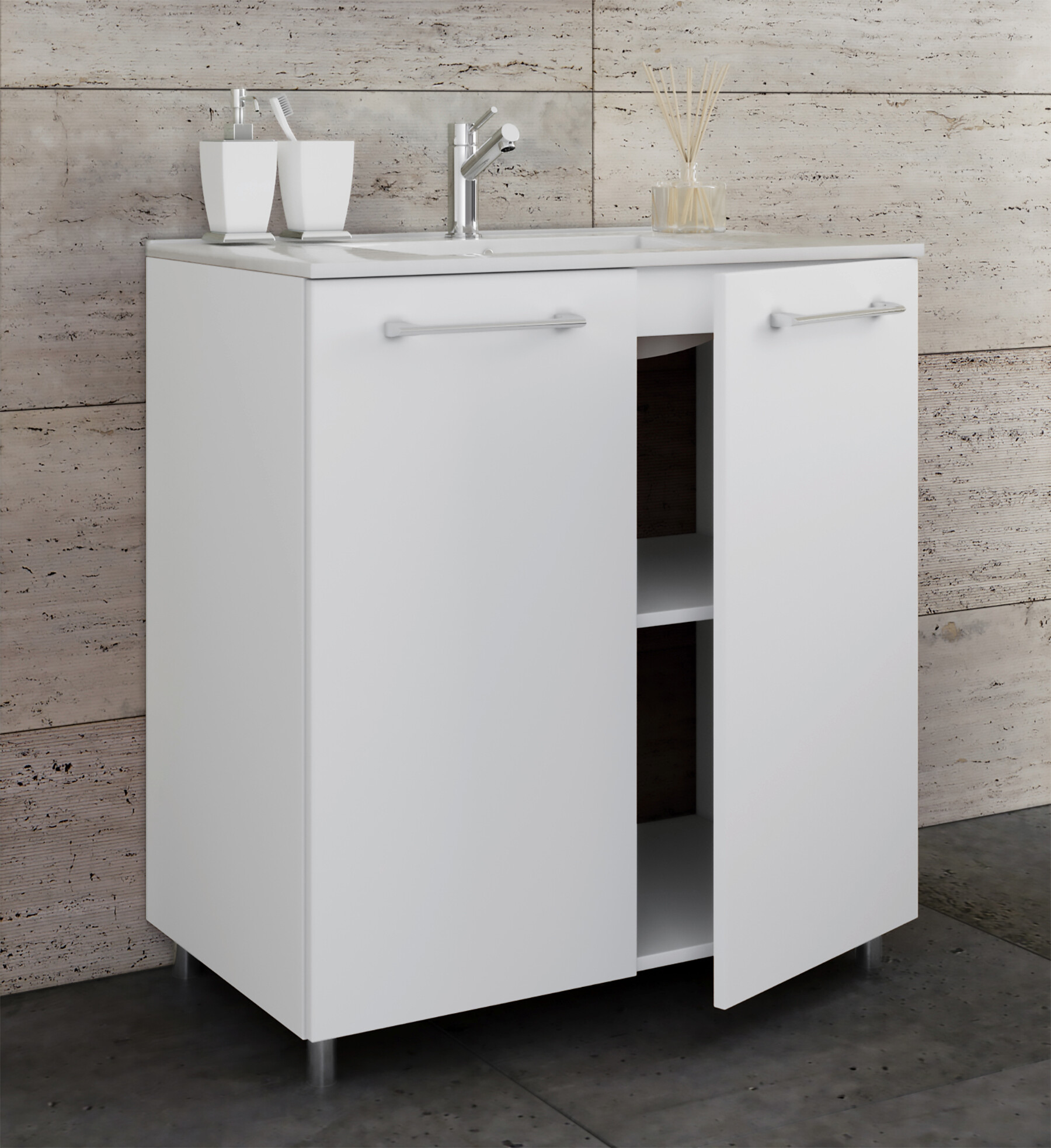 Badblock 2tlg-Gilos weiß weiß B/H/T: ca. 80x86x46 cm