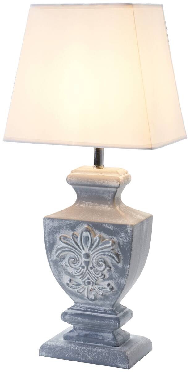 POCOline Tischleuchte Kalista weiß grau Holz B/H: ca. 25x50 cm E27 1 Brennstellen