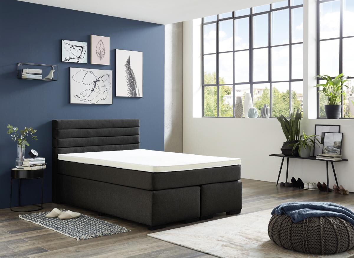 Boxspringbett Kokomo anthrazit Liegefläche B/L: ca. 140x200 cm