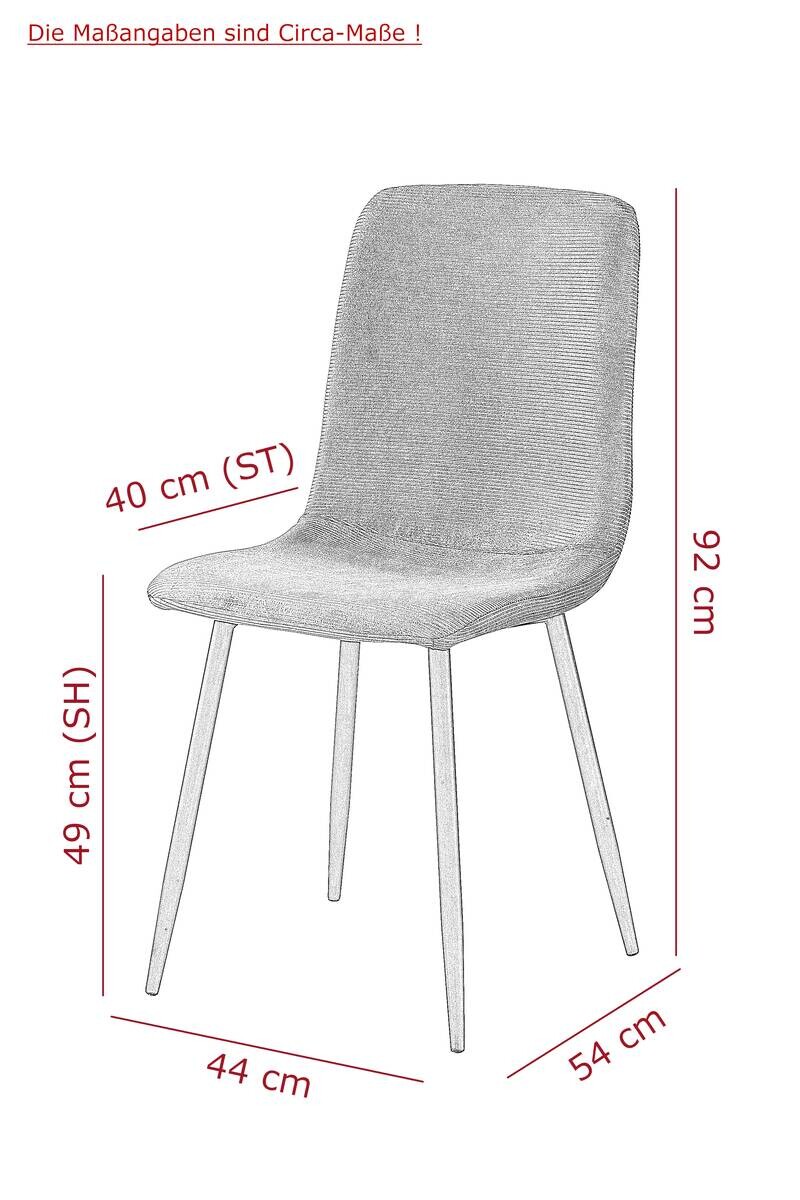 Stuhl Leipzig, 4er-Set altrosa Microfaser B/H/T: ca. 44x92x54 cm