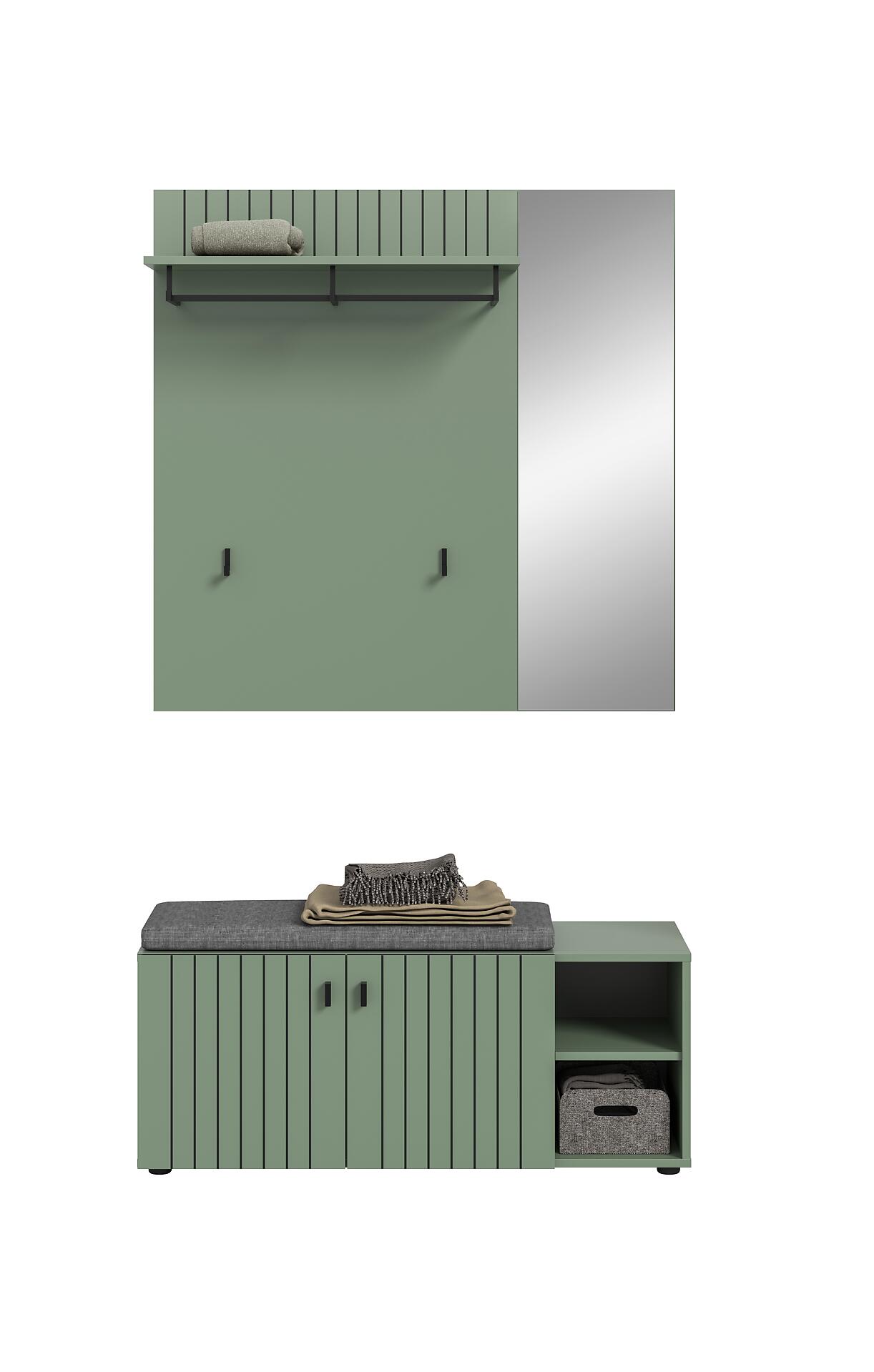 Garderobenset STATION grün B/H/T: ca. 106x192x37 cm Garderobenset STATION grün B/H/T: ca. 106x192x37 cm