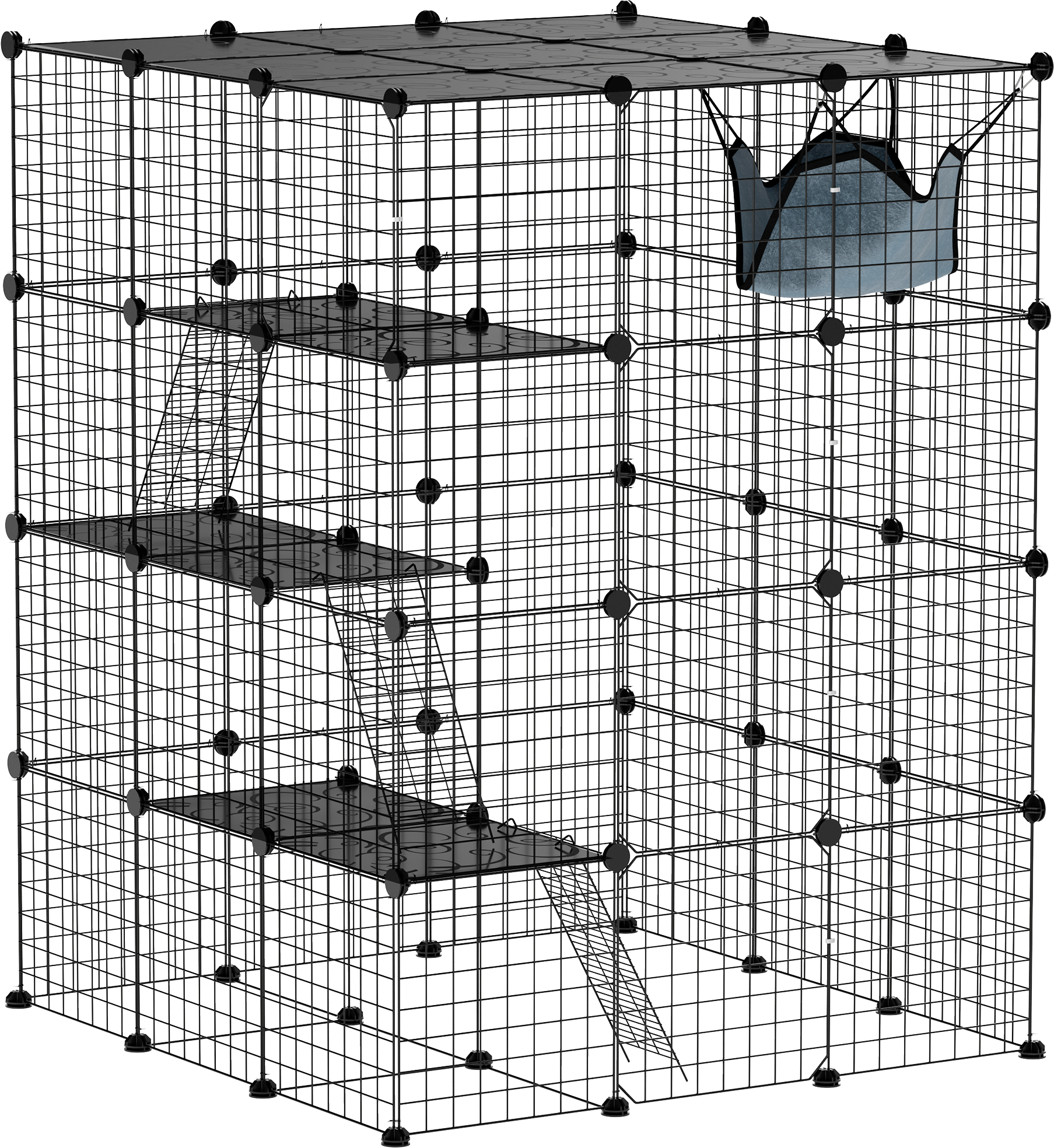 PawHut Katzenkäfig schwarz Polypropylen B/H/L: ca. 105x140x105 cm