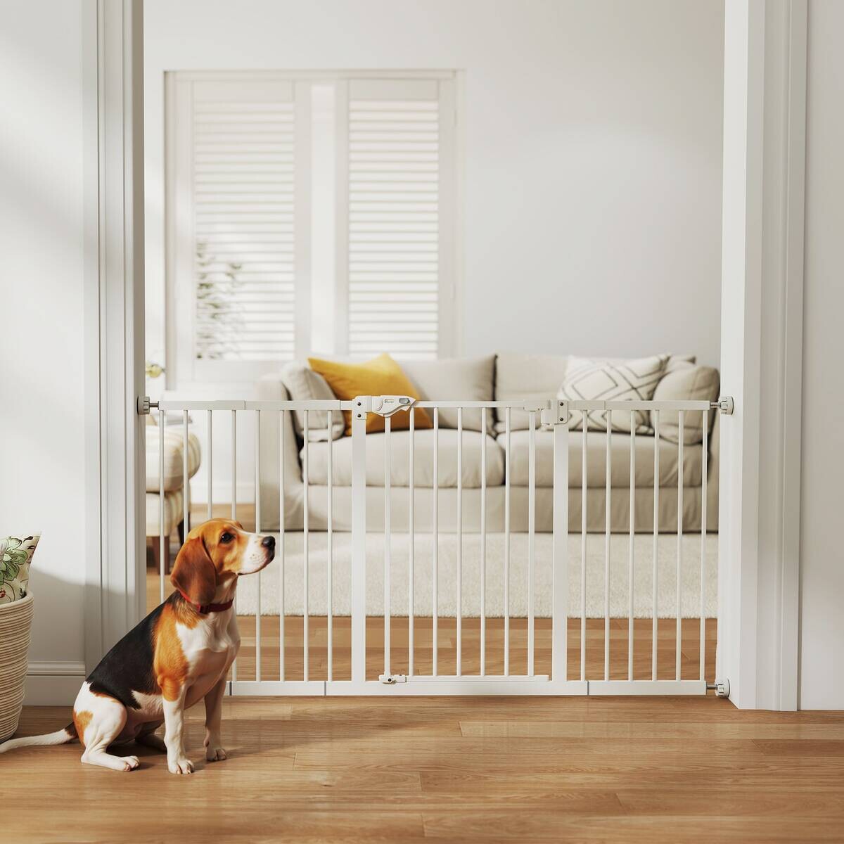 PawHut Haustier-Sicherheitstor weiß Kunststoff B/H/L: ca. 2x76,2x136,3 cm
