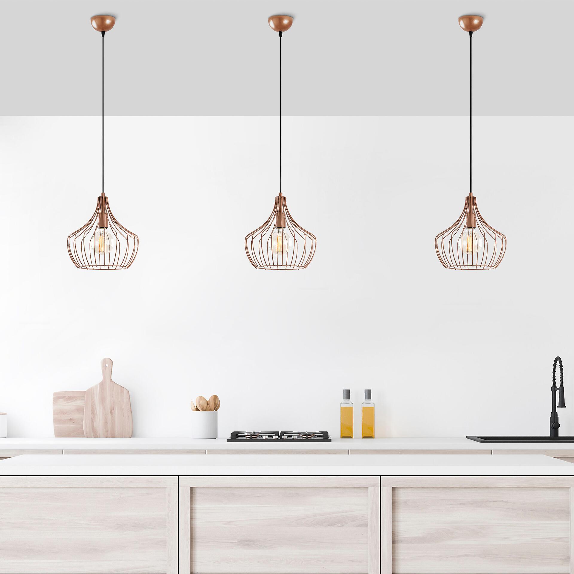 Opviq Pendelleuchte Mezopotamya Kupfer B/H/T/L/D: ca. 27x126x27x27x27 cm E27 1 Brennstellen