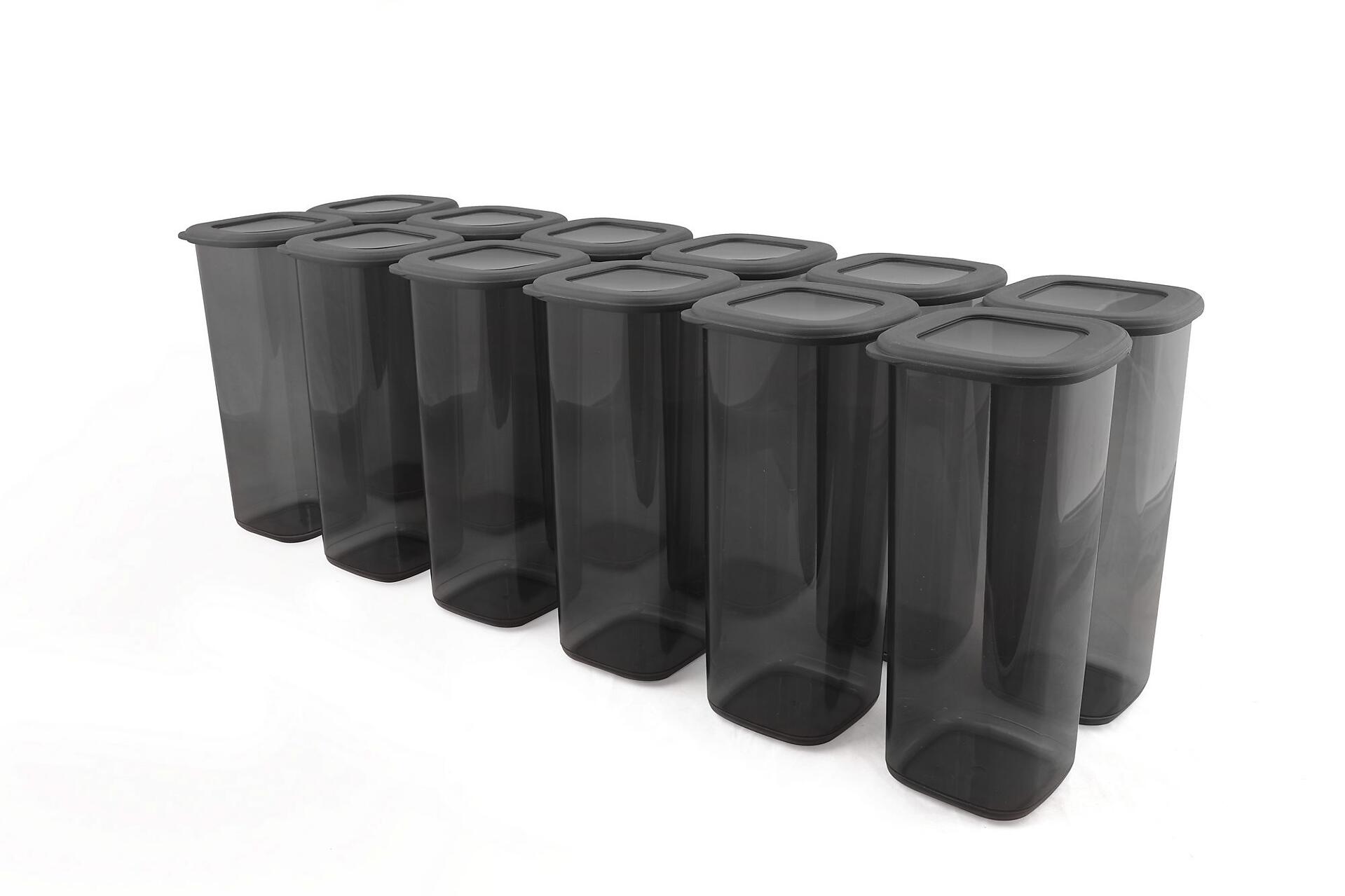 HermiaConcept Vorratsdosenset 12-tlg. grau B/H/T/L/D: ca. 11x25x11x11x11 cm