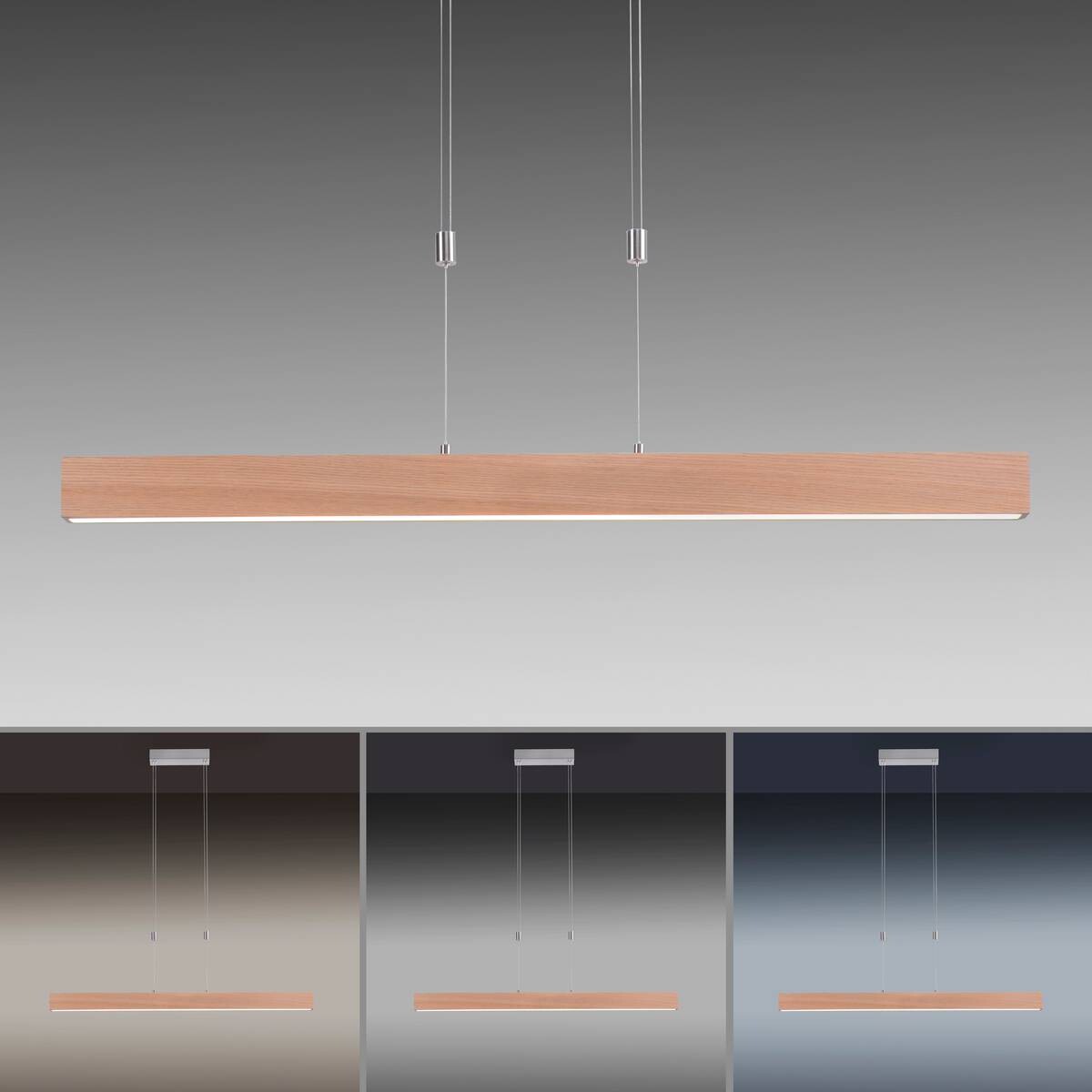 Just Light LED-Pendelleuchte AMANDA 11420-78 natur Aluminium B/H/T: ca. 110x160x5 cm 1.0 Brennstellen