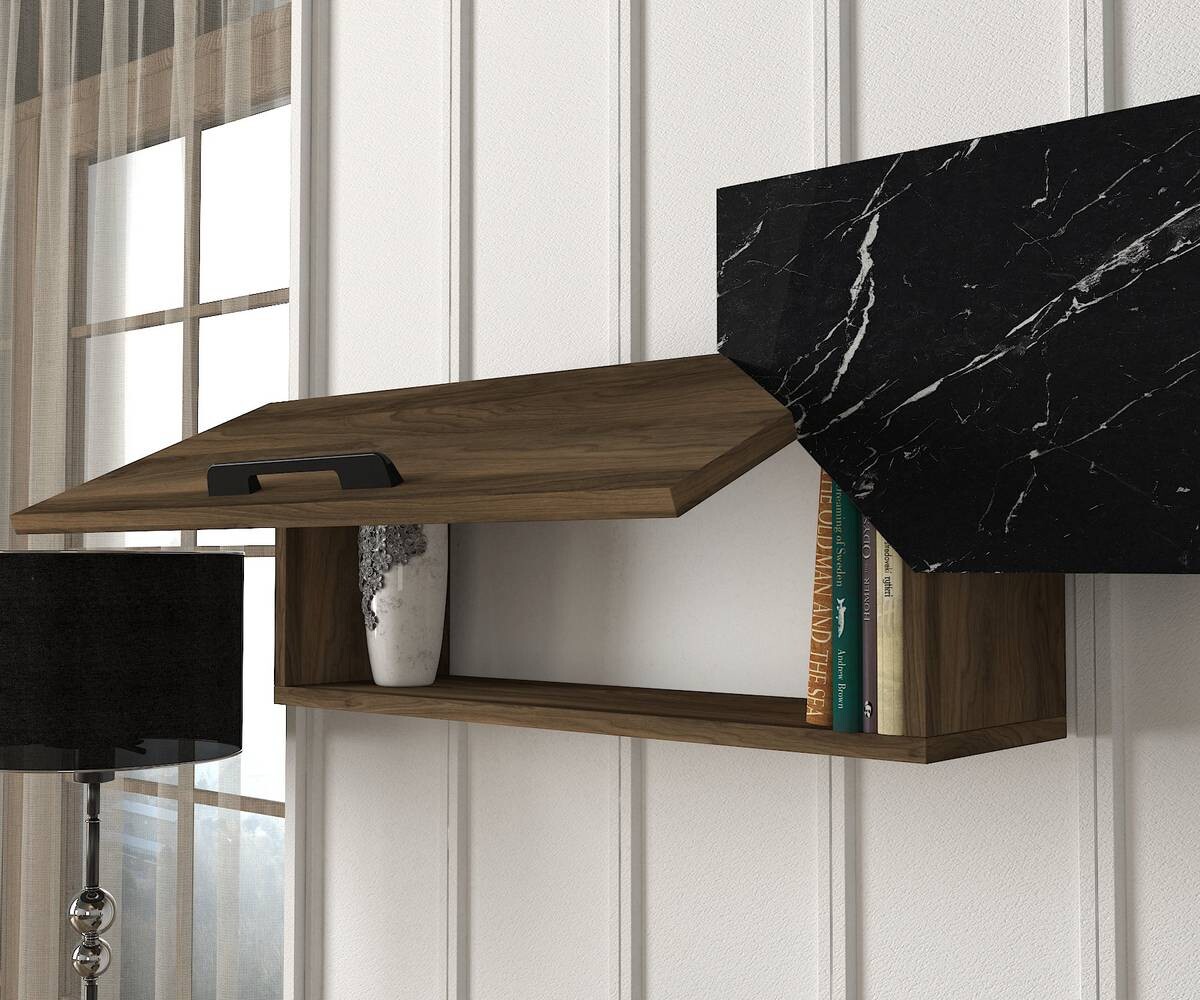 Wohnwand Lampert walnuss Nachbildung Marmoroptik B/H/T: ca. 180x51x35 cm