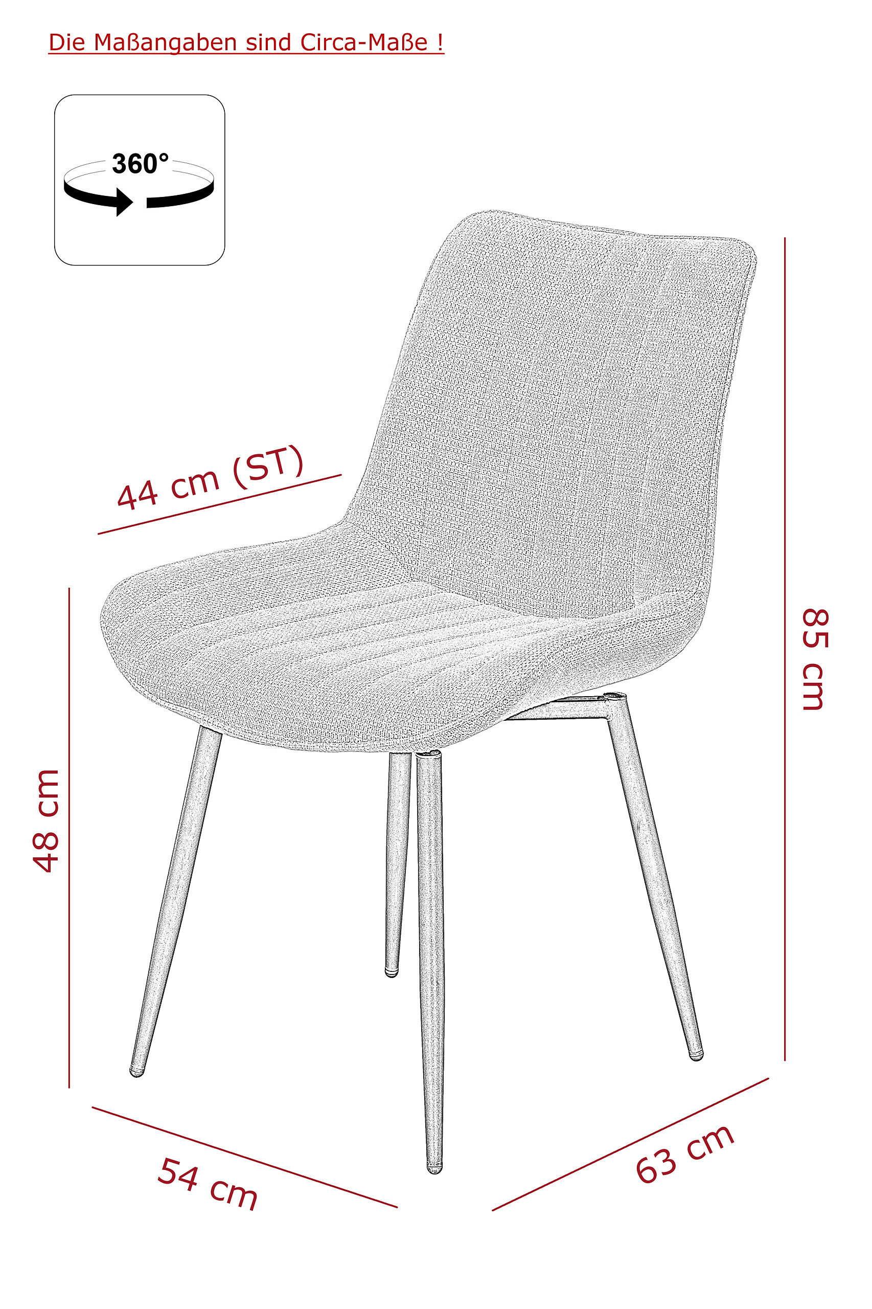 Stuhl Newport, 4er-Set beige Microfaser Webstoff B/H/T: ca. 54x85x63 cm