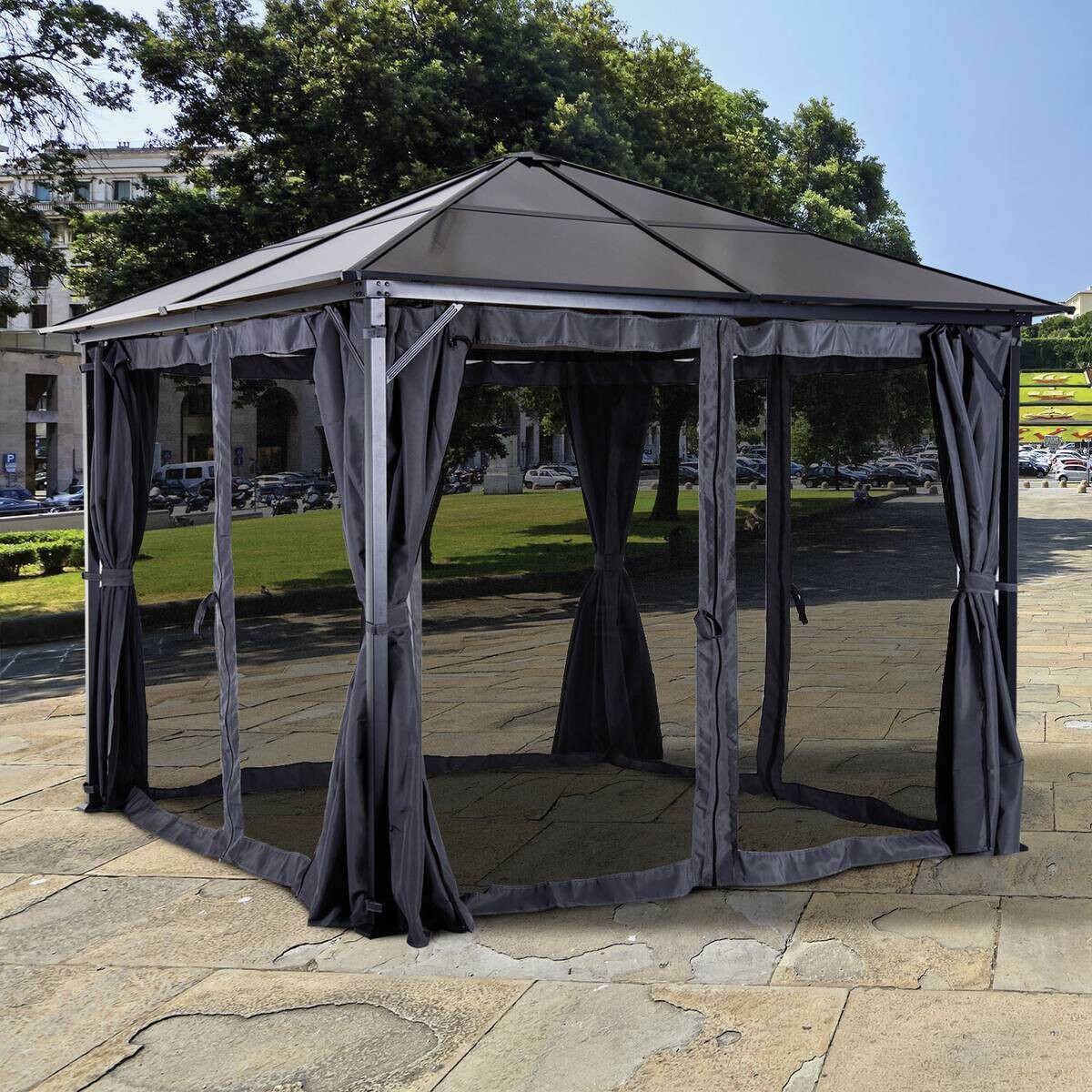 Outsunny Gartenpavillon braun Alu B/H/L: ca. 300x265x300 cm
