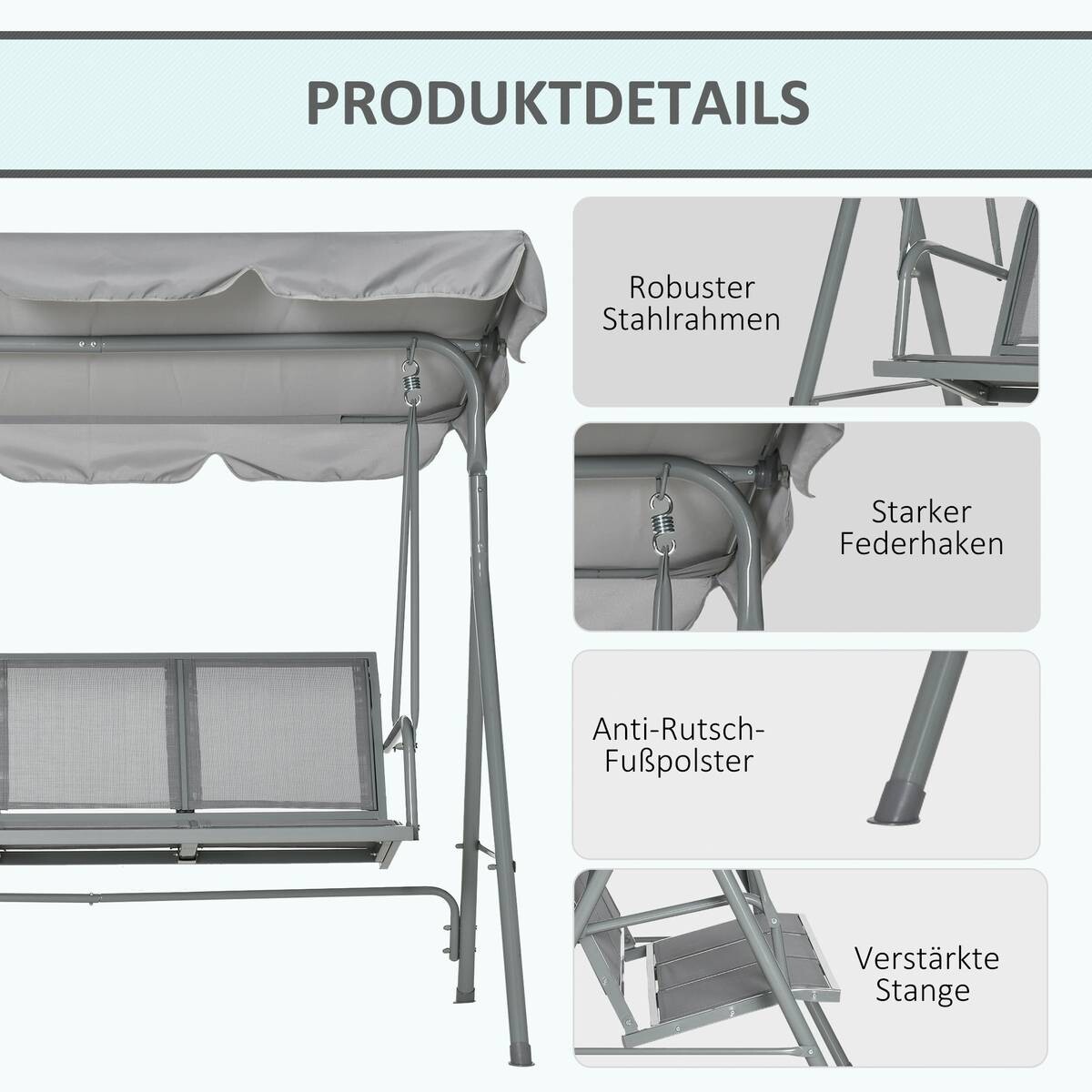 Outsunny Hollywoodschaukel creme Polyester B/H/L: ca. 110x153x170 cm