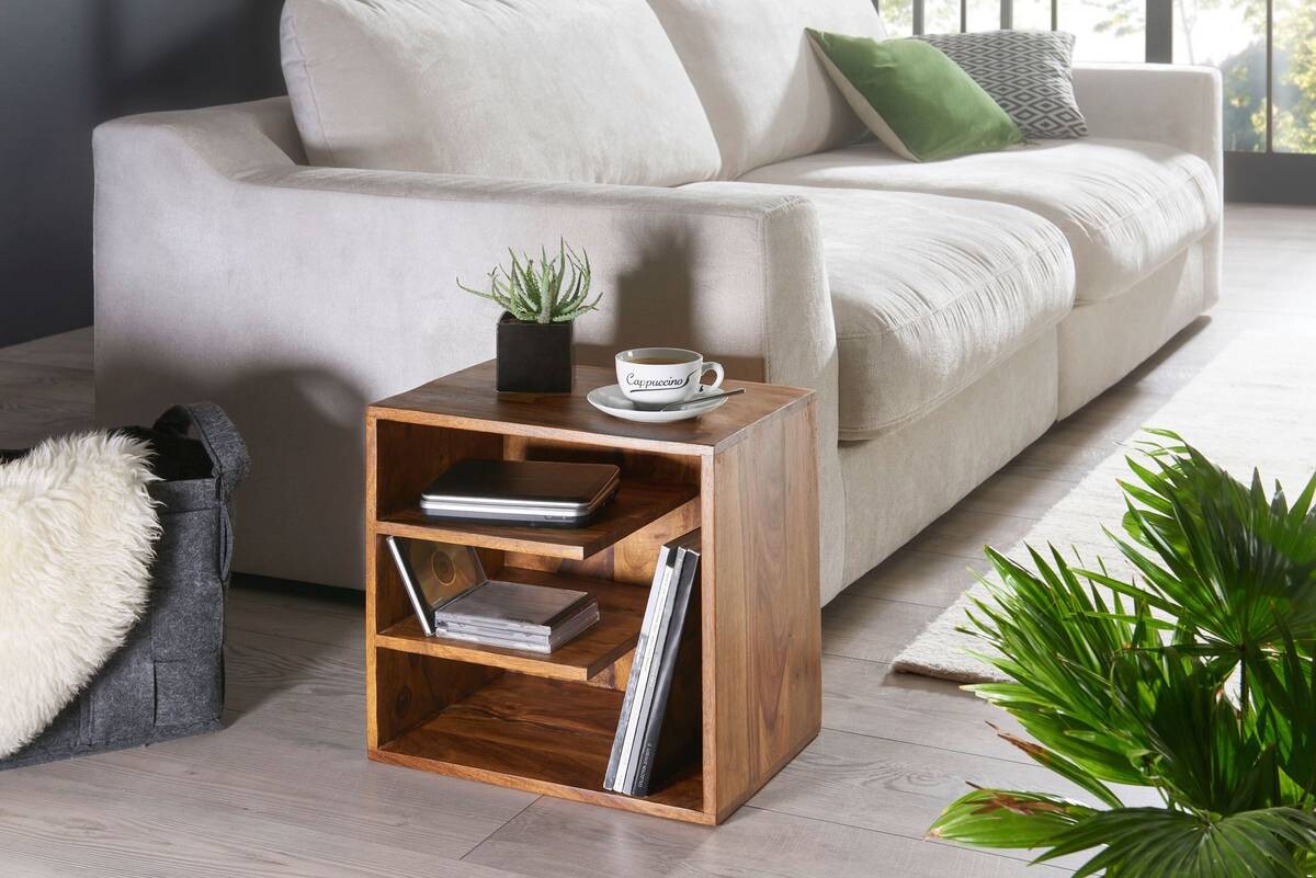 Beistelltisch natur Echtholz B/H/T: ca. 43x43x30 cm