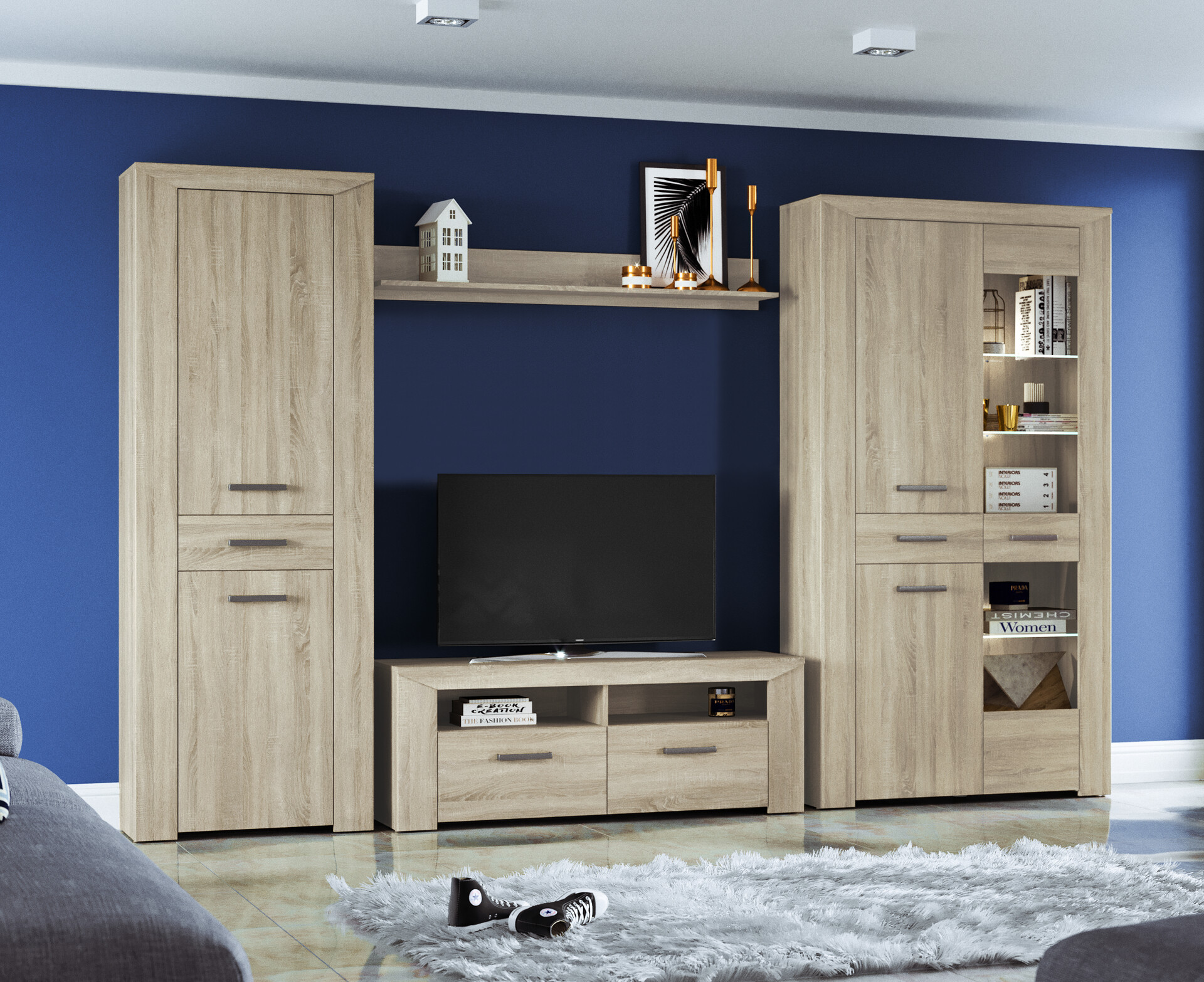 Vitrine Lorenzo Eiche Sonoma Nachbildung B/H/T: ca. 105x197x38 cm