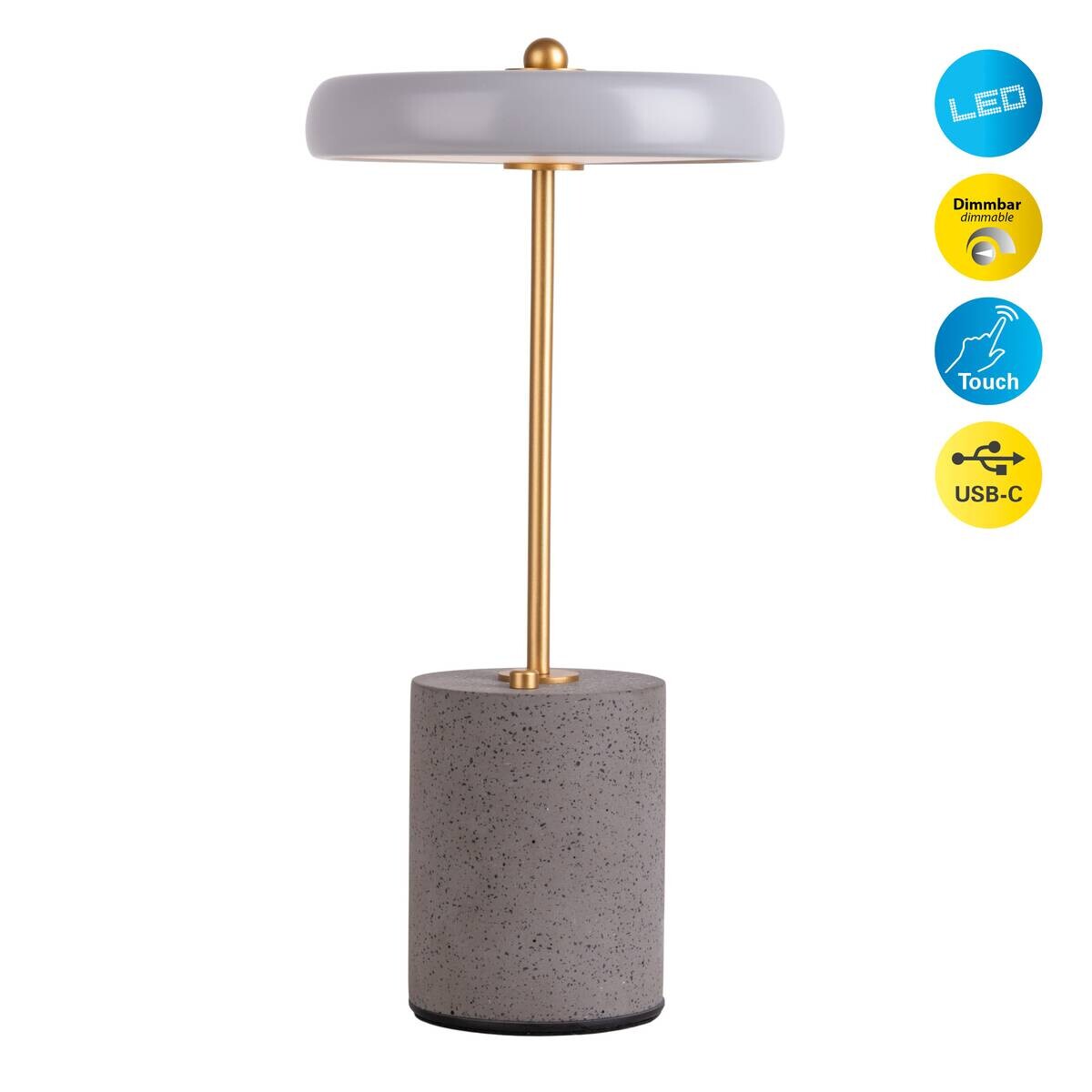 Näve Leuchten Tischleuchte 5306416 grau Kunststoff Metall Zement B/H/T: ca. 15x30x15 cm null 1 Brennstellen