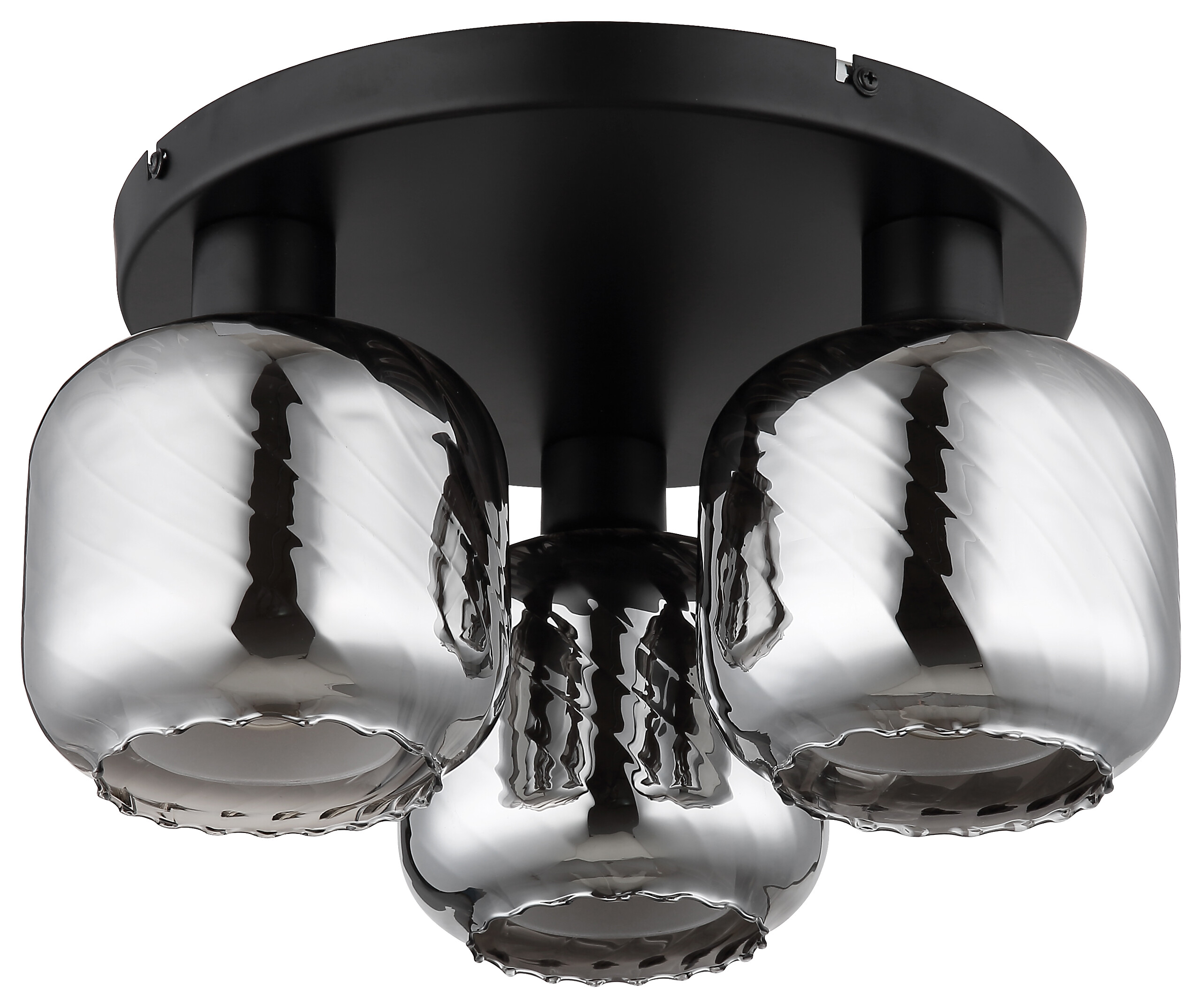 GLOBO Deckenleuchte mattschwarz Rauch Metall Glas H/D: ca. 19x37 cm E27 3 Brennstellen